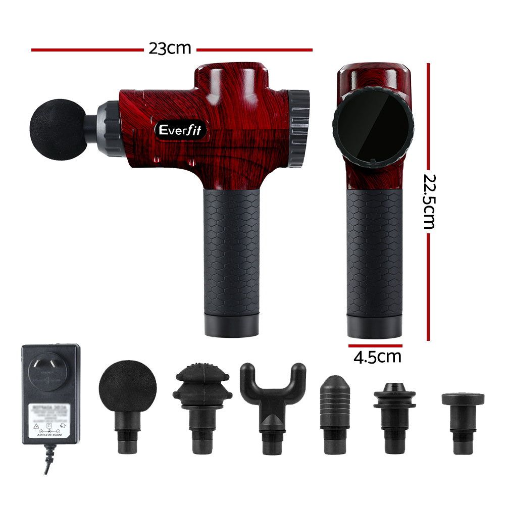 Everfit Deep Tissue Massage Gun - 6 Interchangeable Heads, LCD Display, Percussion Therapy for Muscle Pain Relief - Perfect for Athletes, Gym Recovery & Home Relaxation
