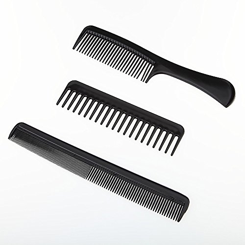 Professional Black Barber Comb Set - 10-Piece High-Quality Hair Styling & Coloring Brushes for Salon & Home Use - Extra Wide Teeth for Easy Detangling & Styling - Perfect for Haircuts, Coloring, and Daily Grooming
