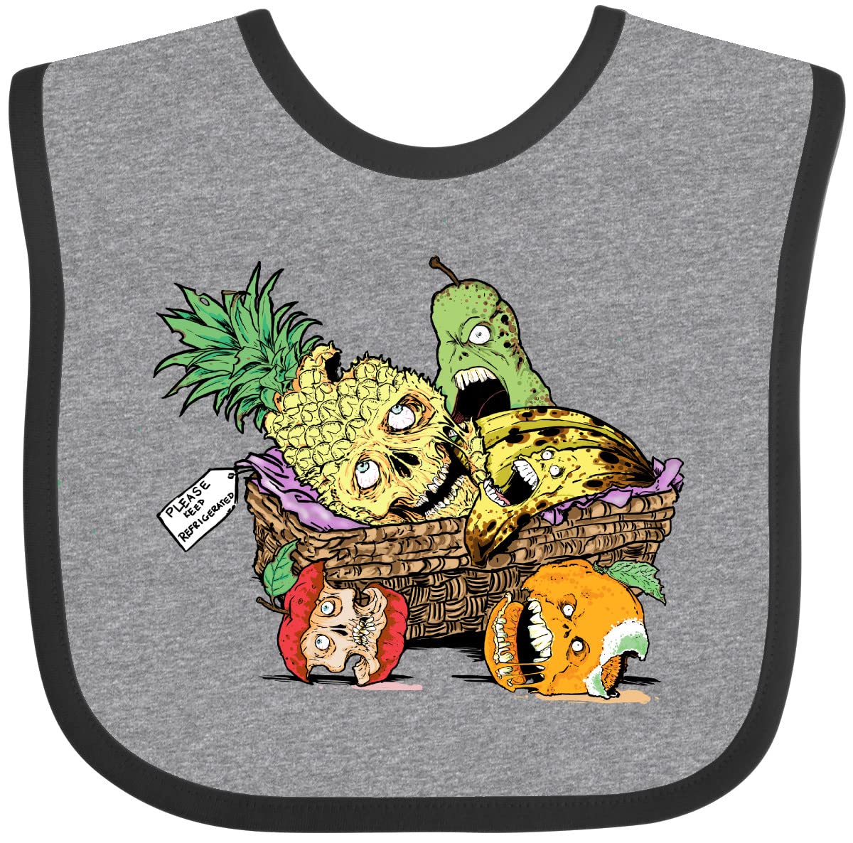 Inktastic Zombie Fruit Gift Basket Baby Bib - Funny Halloween Baby Bib for Boys & Girls, Cute & Soft Cotton Bib for Infants & Toddlers - Perfect for Halloween Parties, Baby Showers & Everyday Use