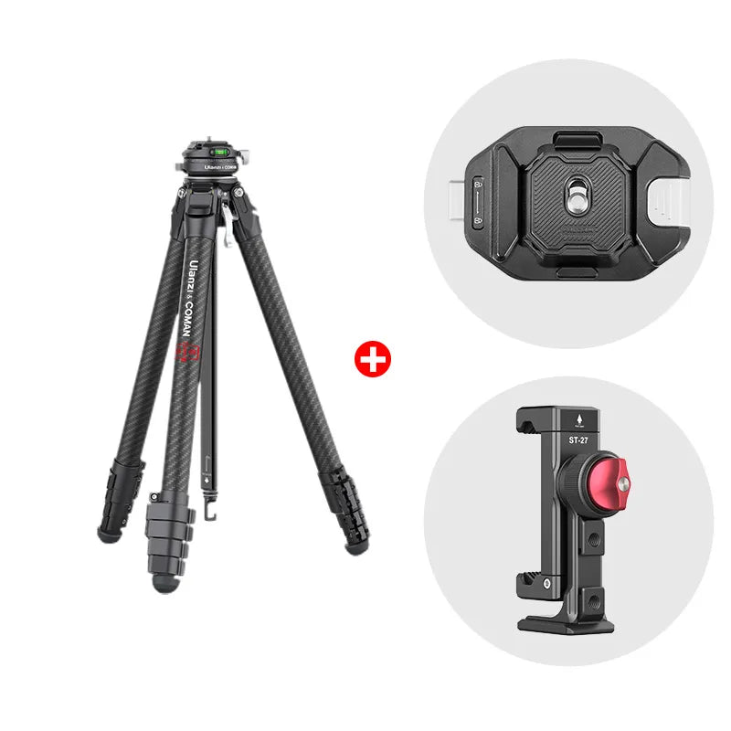Ulanzi F38 Tripod Stand with Adjustable Backpack Strap Clip & Metal Phone Holder - Perfect for Travel Photography, Vlogging, and Outdoor Adventures