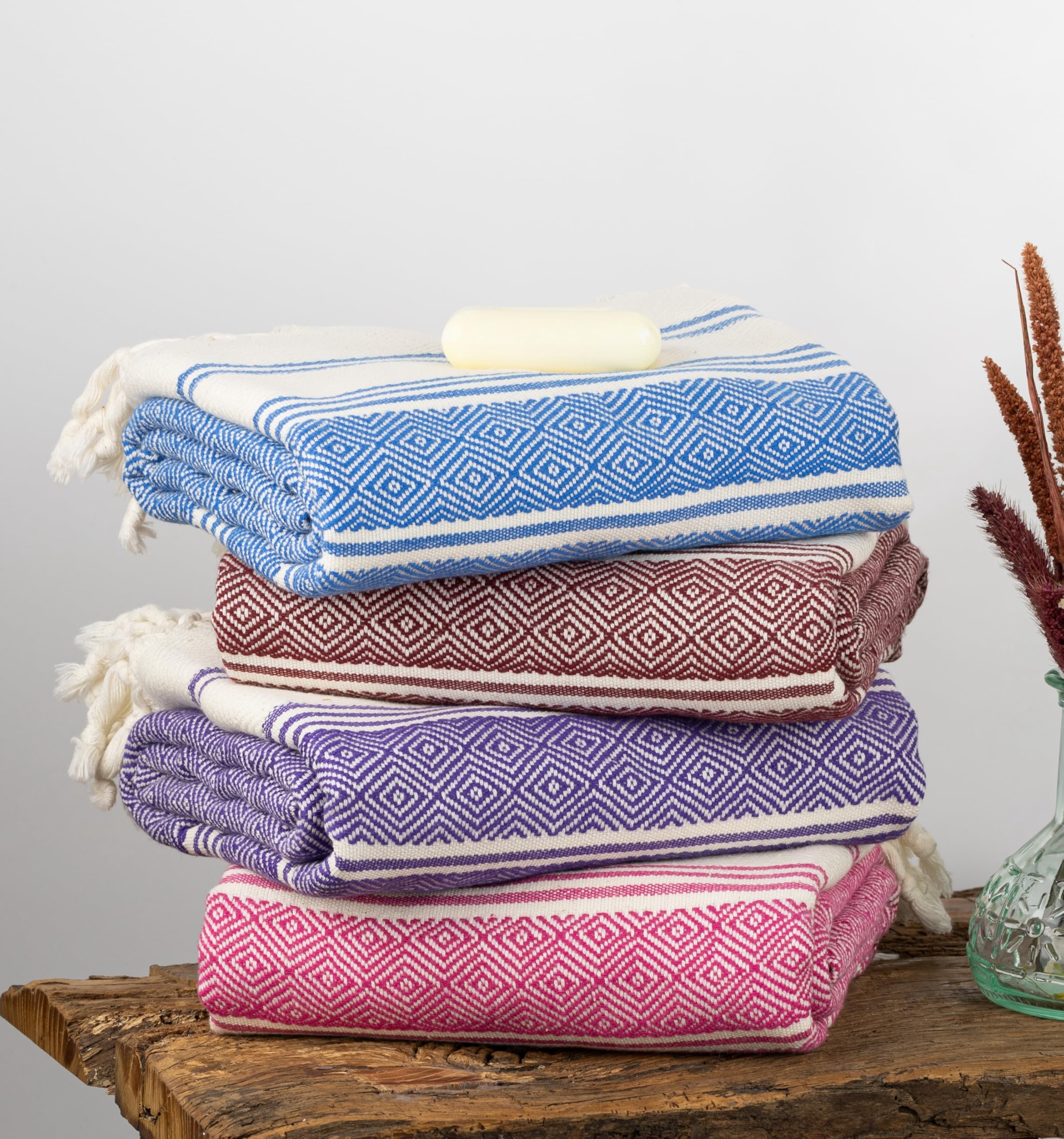 DEMMEX Organic Diamond Turkish Bath & Beach Towel | 100% Oeko-TEX Certified Turkish Cotton, Ultra-Soft, Quick-Dry, Lightweight, Compact & Oversized Luxury Peshtemal Towel for Spa, Pool, Travel & Yoga | Prewashed, 71