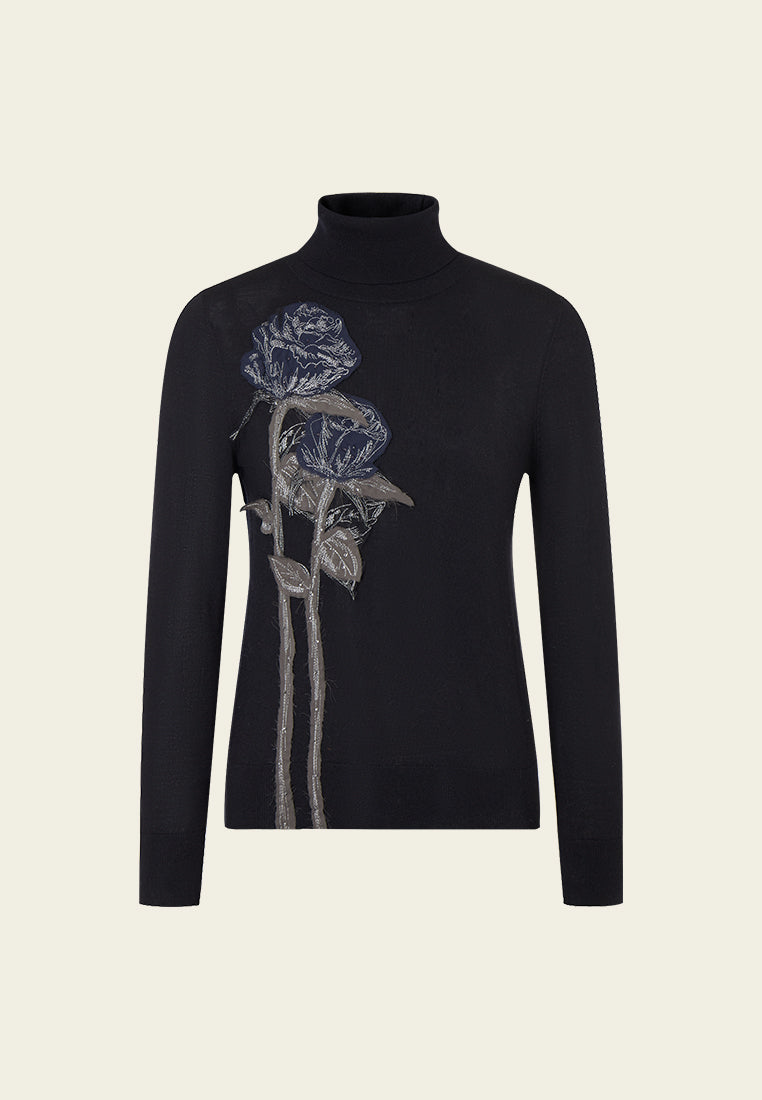 Stylish Patchwork Detail Turtle Neck Pullover Sweater for Women | Cozy Winter Fashion | Perfect for Casual Outings & Office Wear