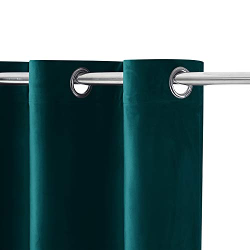 Dark Green Velvet Curtains, Grommet