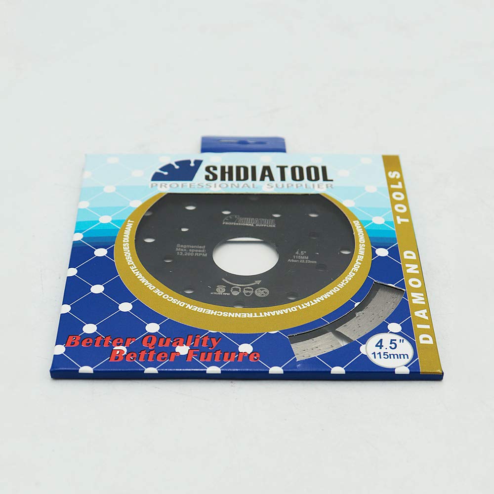 5 Pack 4-1/2 Inch Diamond Blades for Concrete, Stone, Brick & Block - Dry/Wet Segmented Cutting Wheel Disc with 7/8 Arbor for Angle Grinder - Perfect for Masonry, Tile & Construction Projects