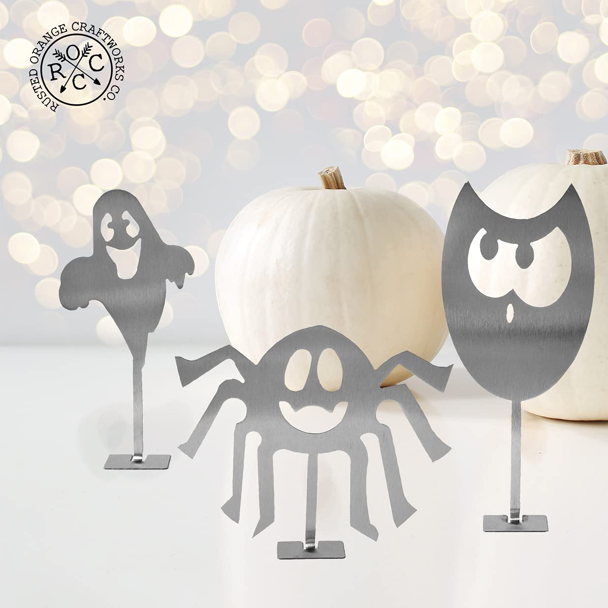 ROCC Rusted Orange Craftworks Co. - Large Halloween Spider Decor, Chic Ghost Figurine & Grunge Room Decor for Indoor Halloween Party, Goth Aesthetic & Spooky Home Decoration
