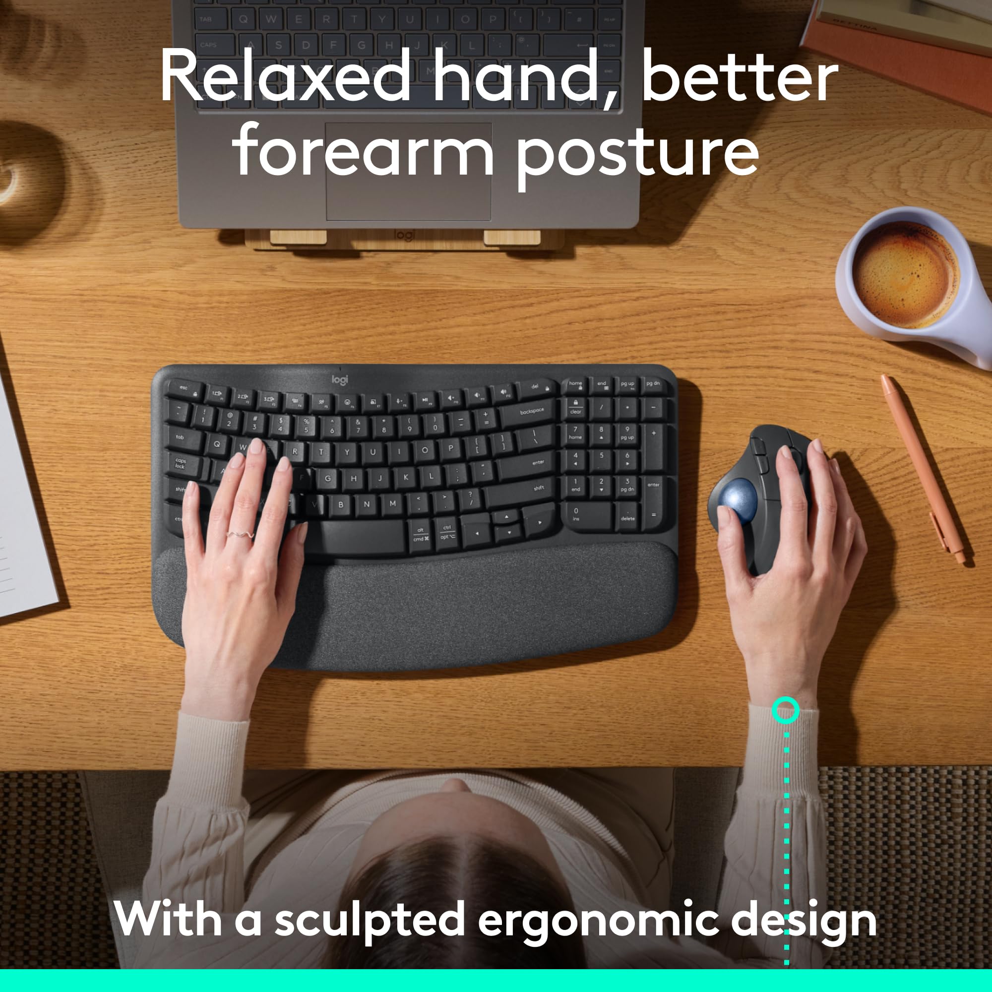 Logitech Ergo M575S Wireless Trackball Mouse - Bluetooth & USB Dongle, Ergonomic Thumb Control, Precise Tracking for PC & Mac (Graphite Blue) - Perfect for Office Work, Graphic Design & Long Computing Sessions