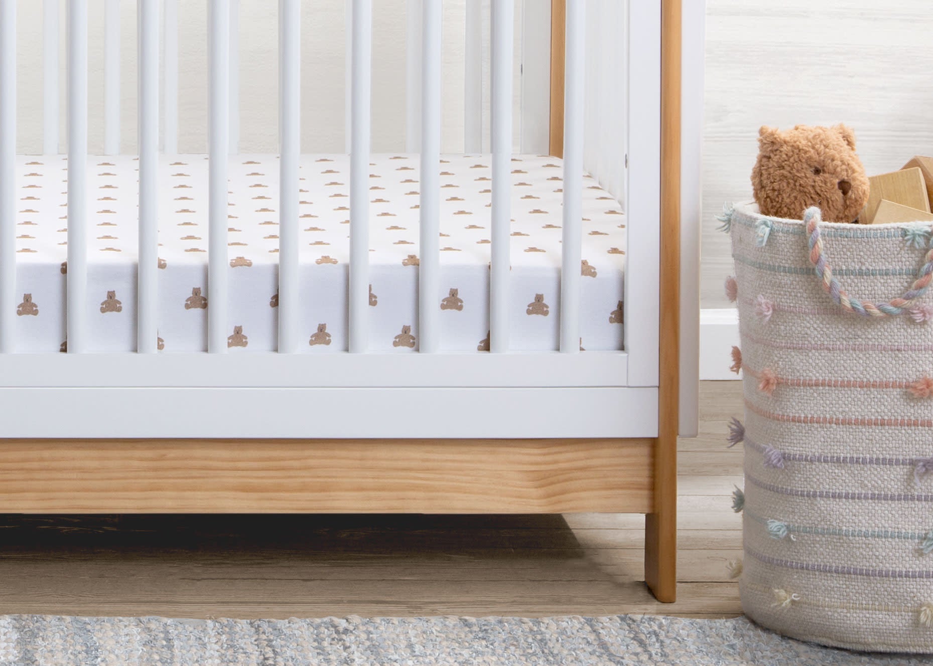 BabyGap Tan Teddy Bears & Stripes 100% Organic Cotton Crib Sheets 2 Pack - Soft Nursery Bedding for Newborns & Infants - Perfect for Cribs, Bassinets & Toddler Beds