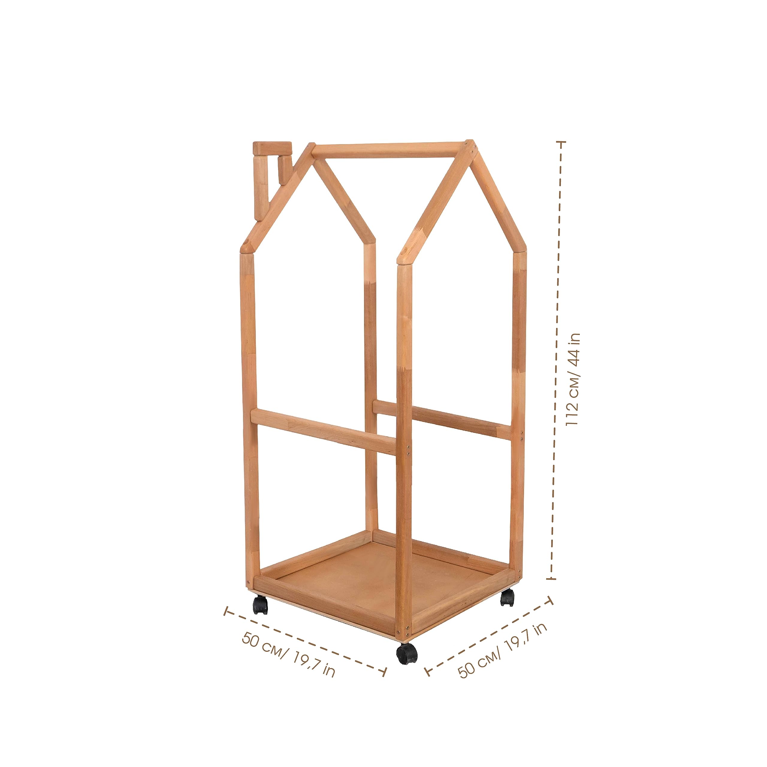 BUSYWOOD Kids Clothes Rack - Adjustable Wooden Toddler Wardrobe with Wheels | Montessori Clothing Organizer & Storage for Children's Clothes | Perfect for Bedroom, Playroom & Daycare Organization