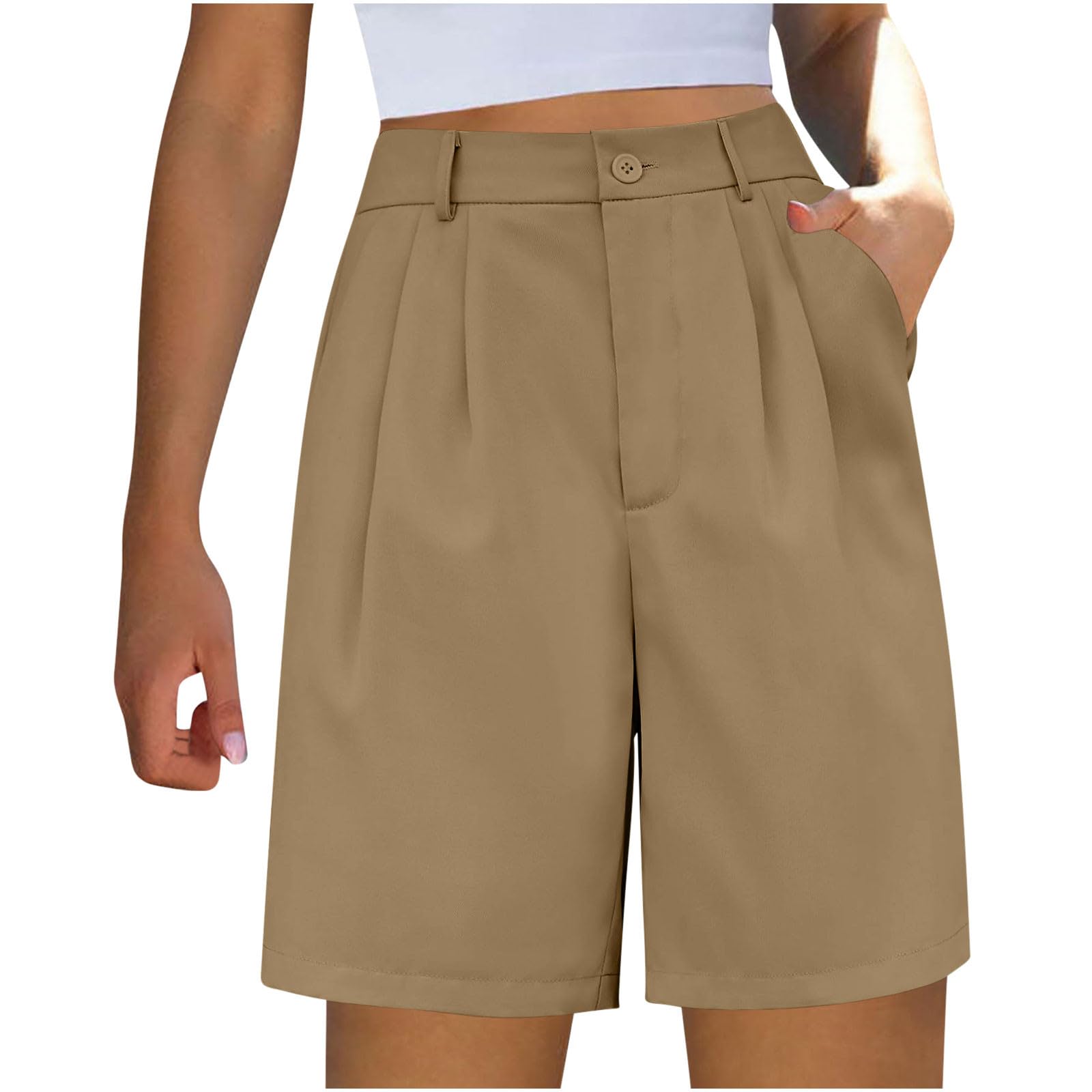 HLYSGO Women's Bermuda Shorts - High Waist Wide Leg Dress Shorts for Office & Casual Wear | Knee-Length Tailored Suit Shorts for Work, Travel & Summer Outfits