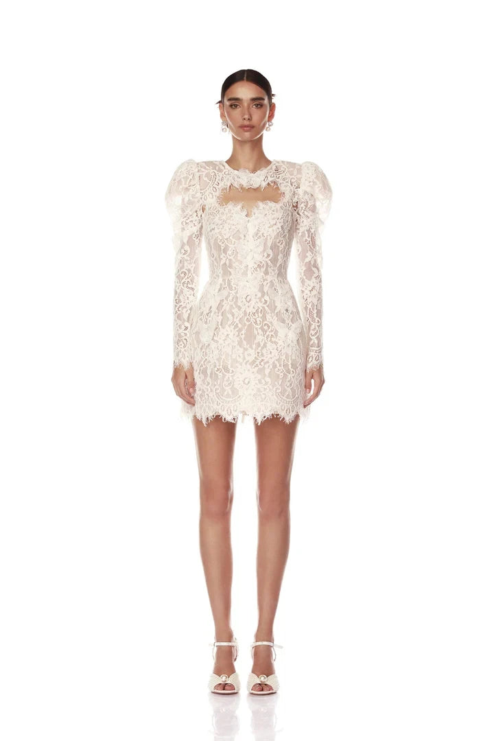 2024 New Autumn White Lace Long Sleeve Bodycon Mini Dress for Women - Elegant Party, Birthday Celebration & Date Night Outfit (Perfect for Cocktail Parties, Romantic Dinners & Special Occasions)