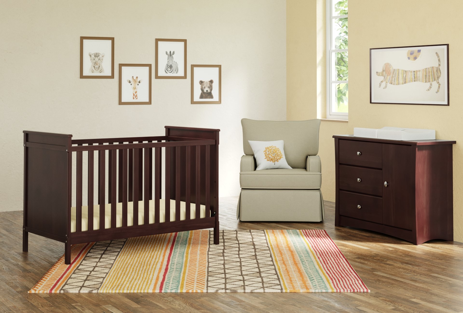 Storkcraft Crescent 3-Drawer Dresser in Espresso Finish - Baby & Kids Nursery Storage Organizer, Universal Design Chest with Drawers for Bedroom, Perfect for Toddler Room Organization and Clothes Storage