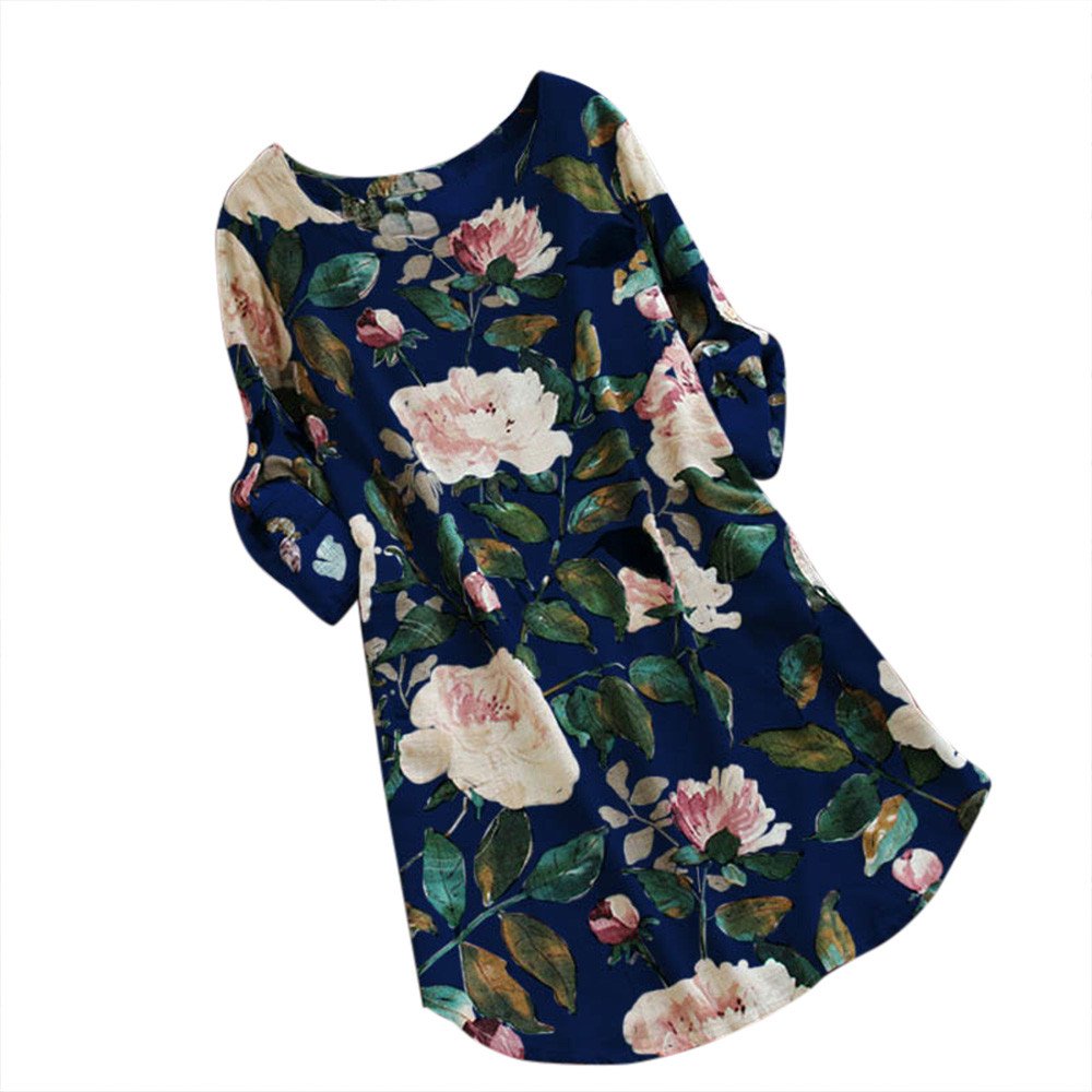 Gillberry Women's Floral Print Mini Dress - Long Sleeve Summer Party Dress for Holiday & Vacation, Beach Outing, Date Night, Cocktail Party