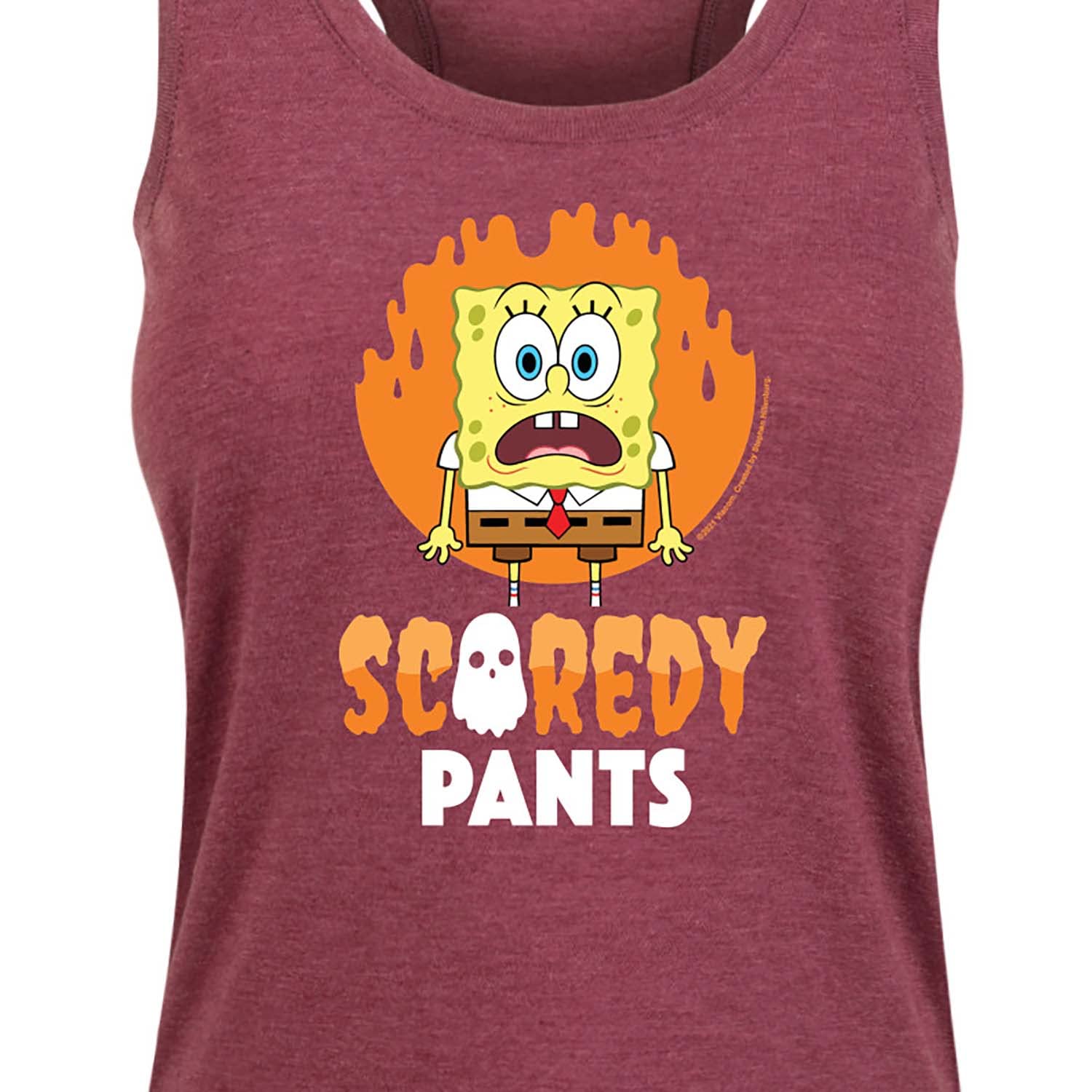 Spongebob Scaredy Pants Women's Racerback Tank Top | HYBRID APPAREL | Funny Cartoon Graphic Tee for Summer | Perfect for Beach, Cosplay & Casual Wear