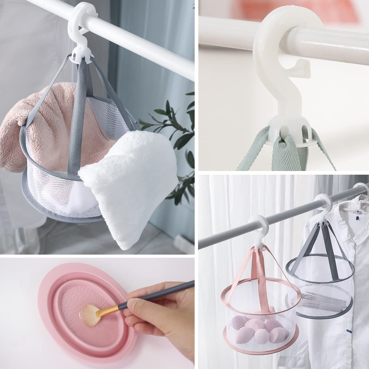 Foldable Silicone Makeup Brush Cleaning Mat with Hanging Drying Net - Portable Makeup Brush Cleaner Pad & Mesh Drying Rack for Makeup Sponges, Powder Puffs & Brushes (Purple) - Perfect for Home & Travel Makeup Brush Care