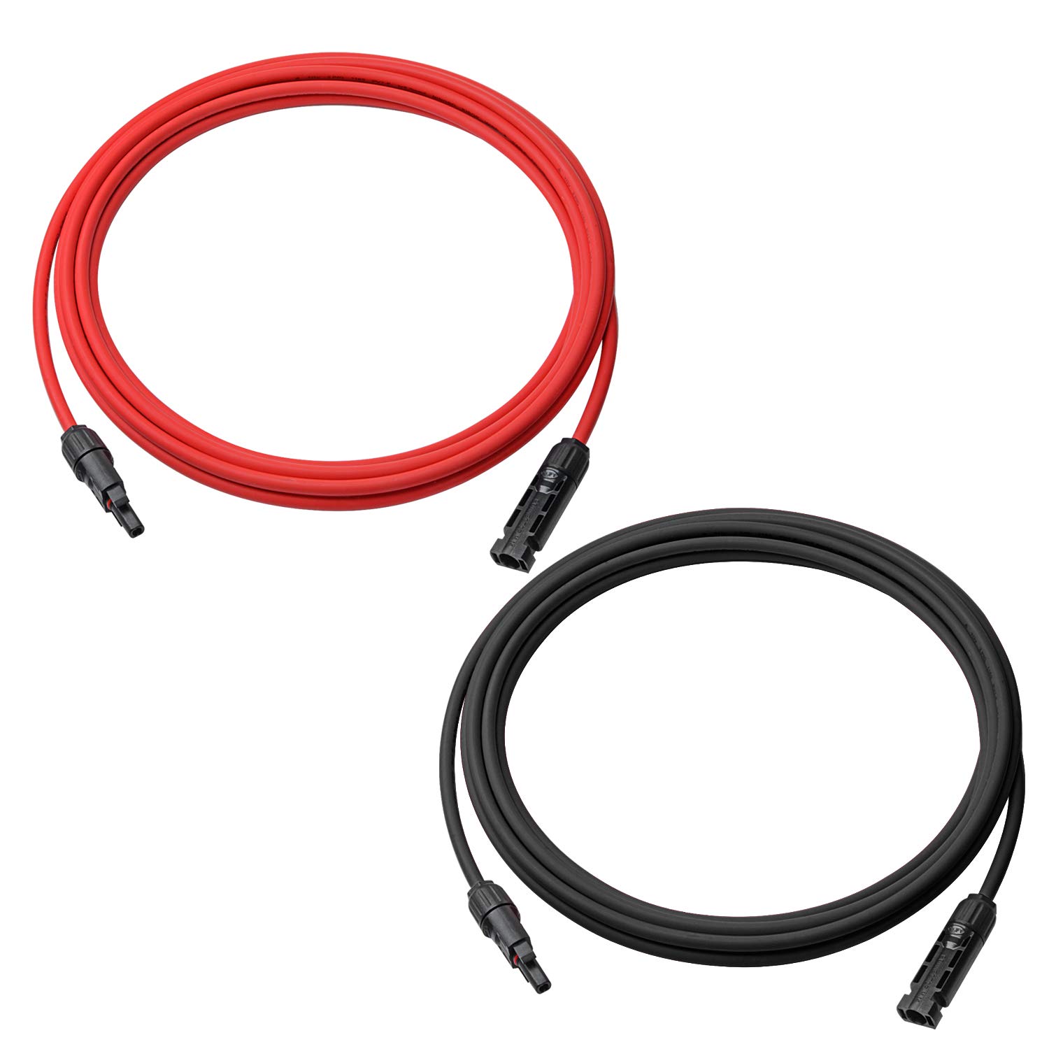 10AWG Solar Extension Cable 6 Feet with MC4 Connectors - Solar Panel Wire Kit (6FT Red + 6FT Black) for RV, Off-Grid & Home Solar Systems - Weatherproof & Durable Solar Power Accessories