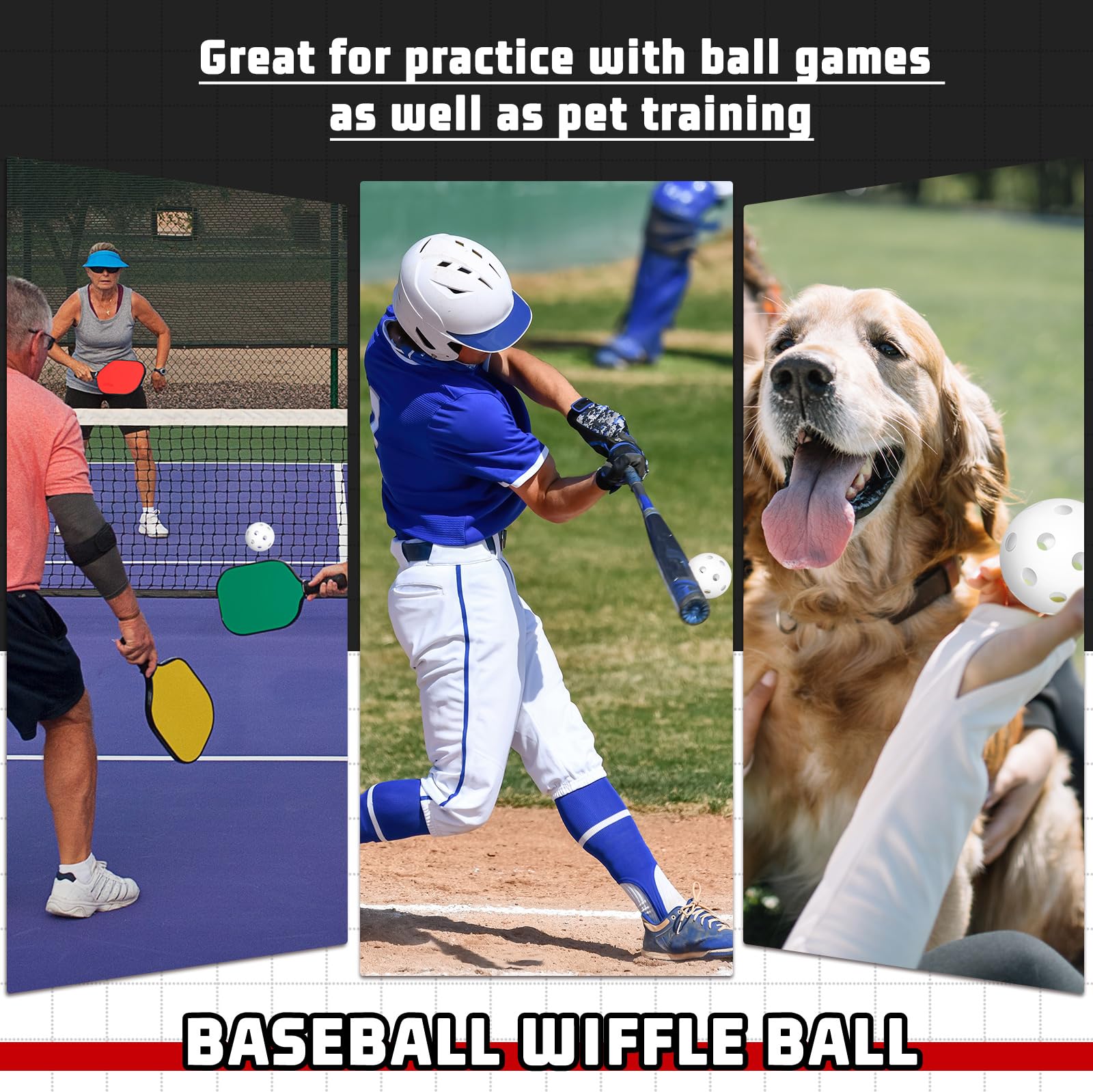 24-Pack Jecery Plastic Practice Baseballs - Lightweight Training Softballs for Batting & Hitting Practice | Indoor/Outdoor Use | Includes Drawstring Storage Bag | Perfect for Baseball Training, Backyard Games & Pet Play