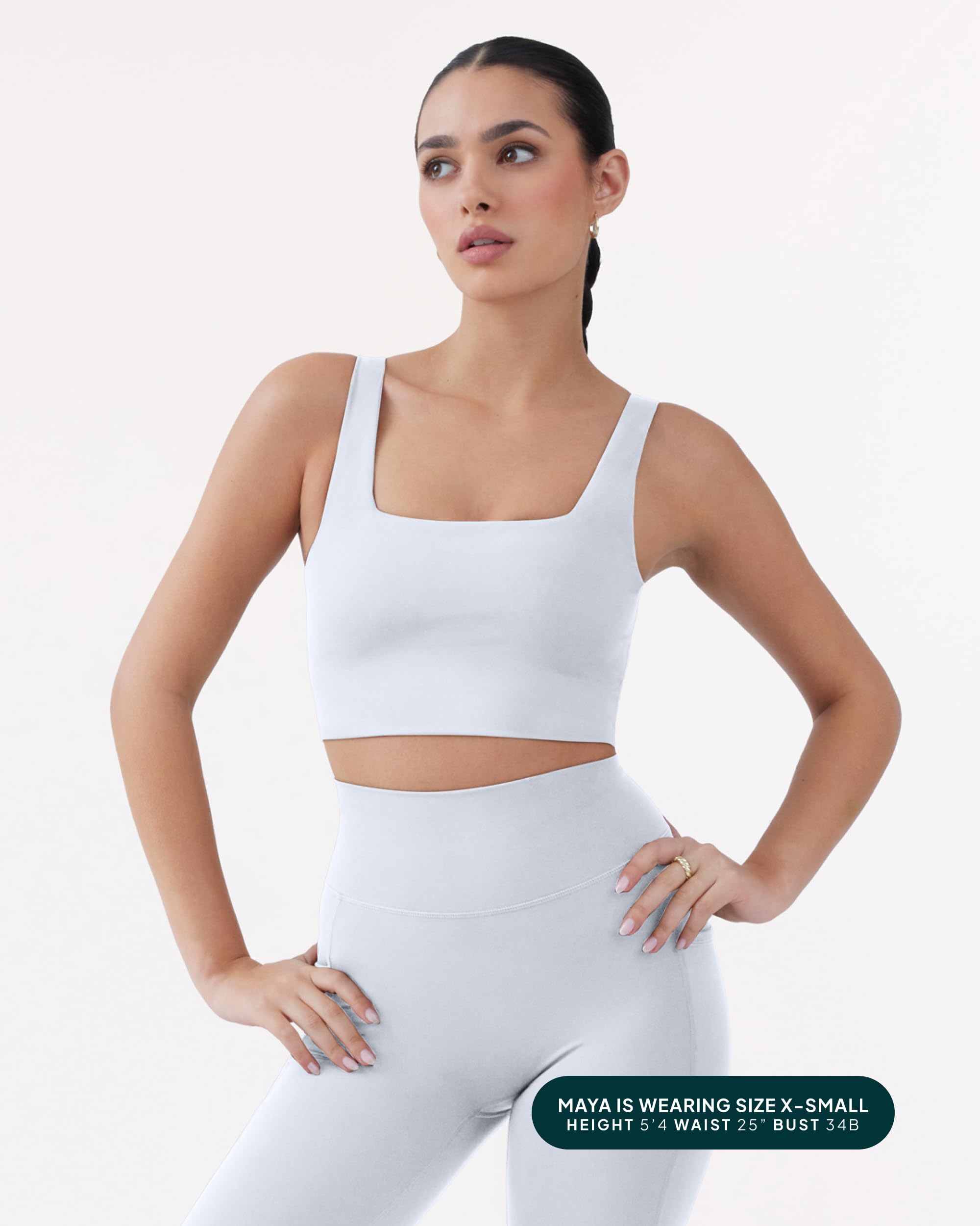 PAVOI ACTIVE Women's Medium Support Square Neck Longline Sports Bra with Removable Pads - High Performance Workout Bra for Running, Yoga & Gym Training