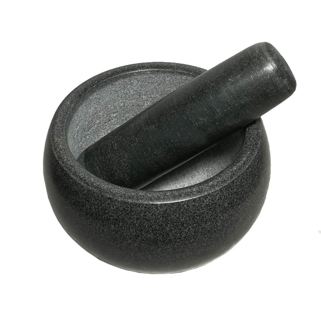 Premium Stone Mortar and Pestle Set - Handcrafted Garlic Ginger Grinder, Spice Crusher Bowl with Polished Exterior & Textured Interior - Perfect for Kitchen, Cooking, Herbs, Seasonings (14.5cm Diameter) - Ideal for Fresh Guacamole, Pesto Sauce & Spice Blending