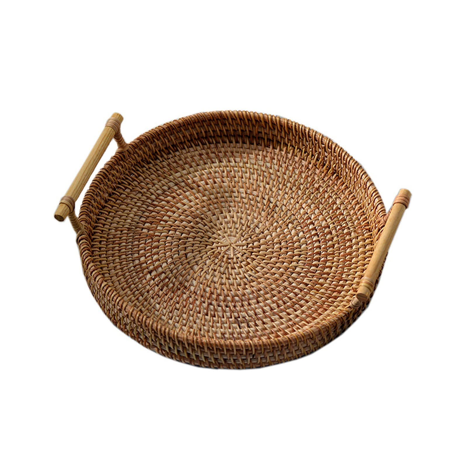 Handwoven Rattan Round Serving Tray - 24cm Food Storage Platter for Charcuterie, Cheese & Appetizers | Perfect for Parties, Picnics & Home Decor