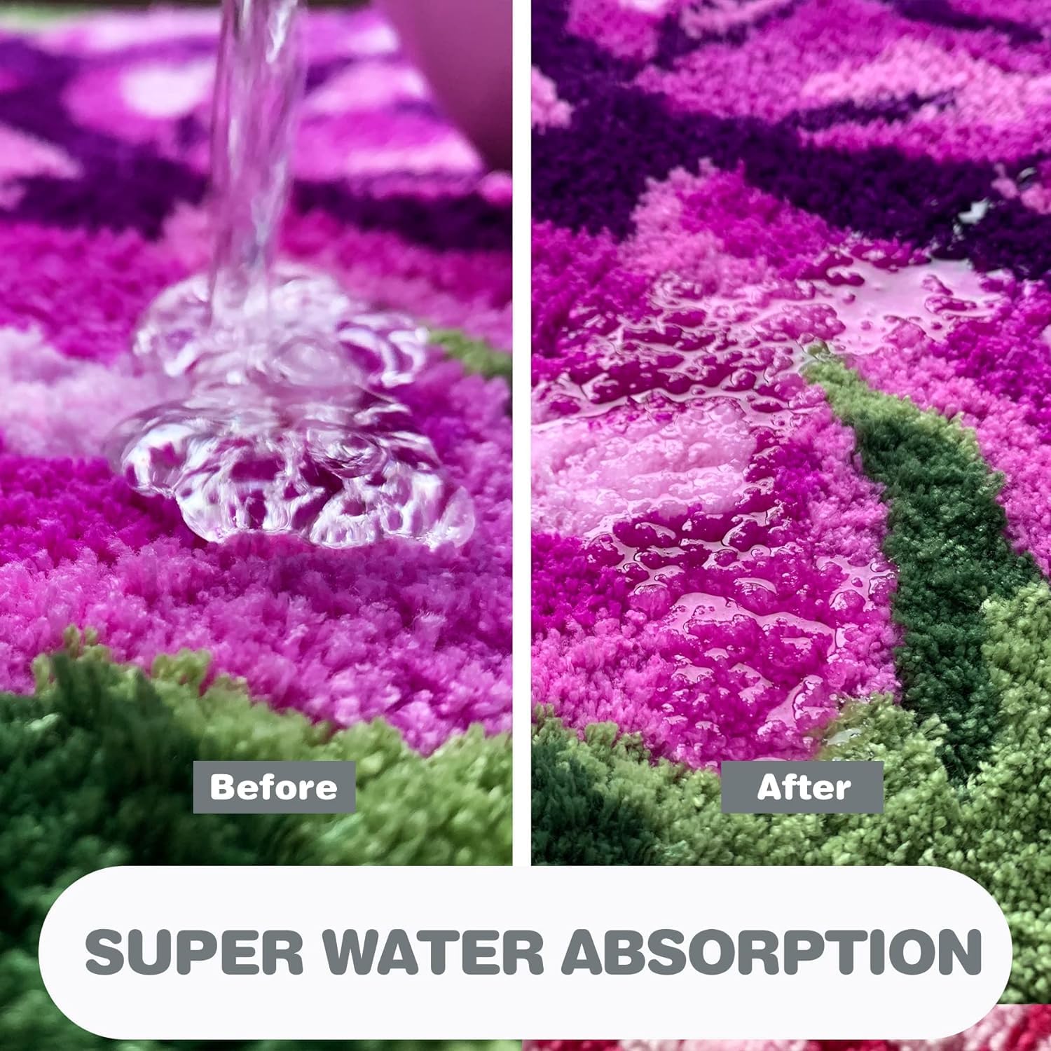 ABREEZE 4 Rose Handmade Floral Rug - Non-Slip Washable Modern Carpet in Blue & Purple | Perfect for Bedroom, Living Room Sofa & Bathroom Floor Decor