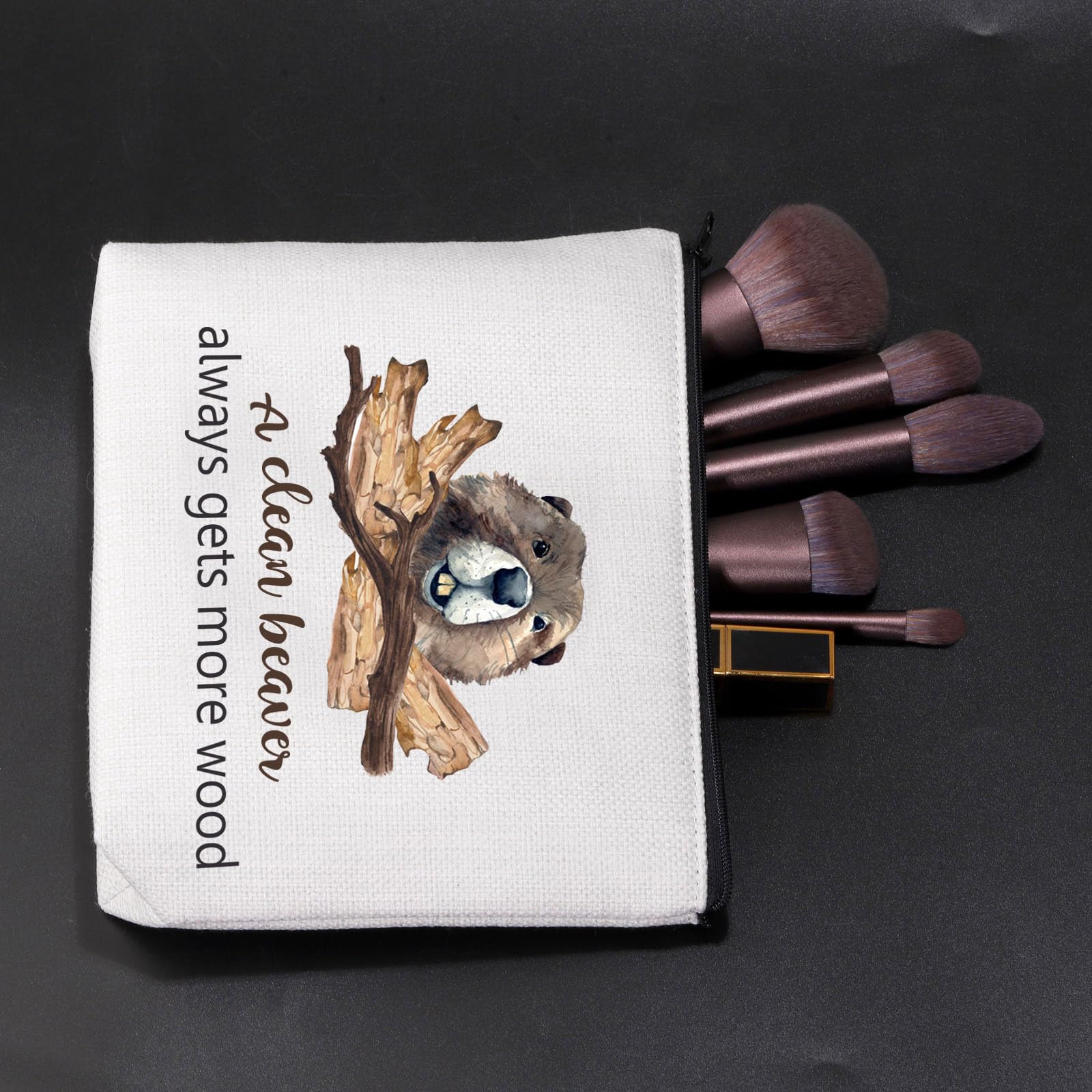 Funny Beaver Themed Cosmetic Bag - Cute Makeup Pouch for Women & Beaver Lovers | Perfect Travel Organizer & Gift Idea for Animal Enthusiasts