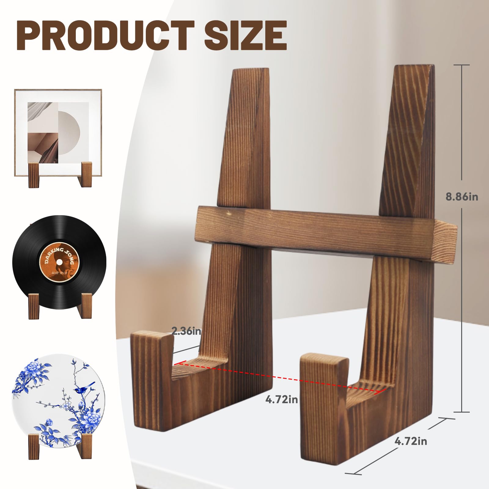 Wooden Cookbook Stand for Kitchen - Rustic Counter Holder (8.8inch) for Easy Cooking