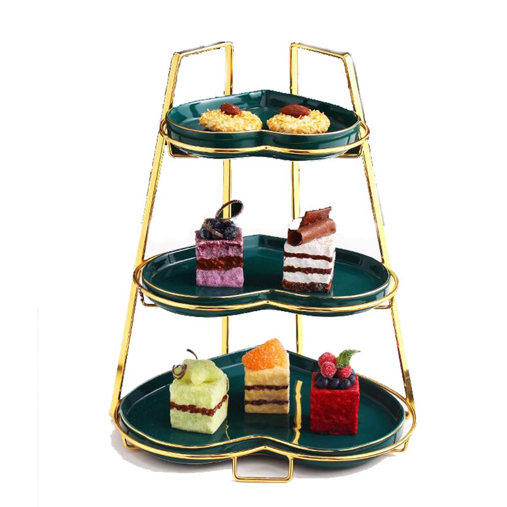3-Tier Ceramic Cake Stand with Detachable Heart-Shaped Plates - Elegant Dessert Display for Tea Parties, Baby Showers & Weddings - Perfect for Birthday Celebrations, Bridal Showers and Holiday Gatherings