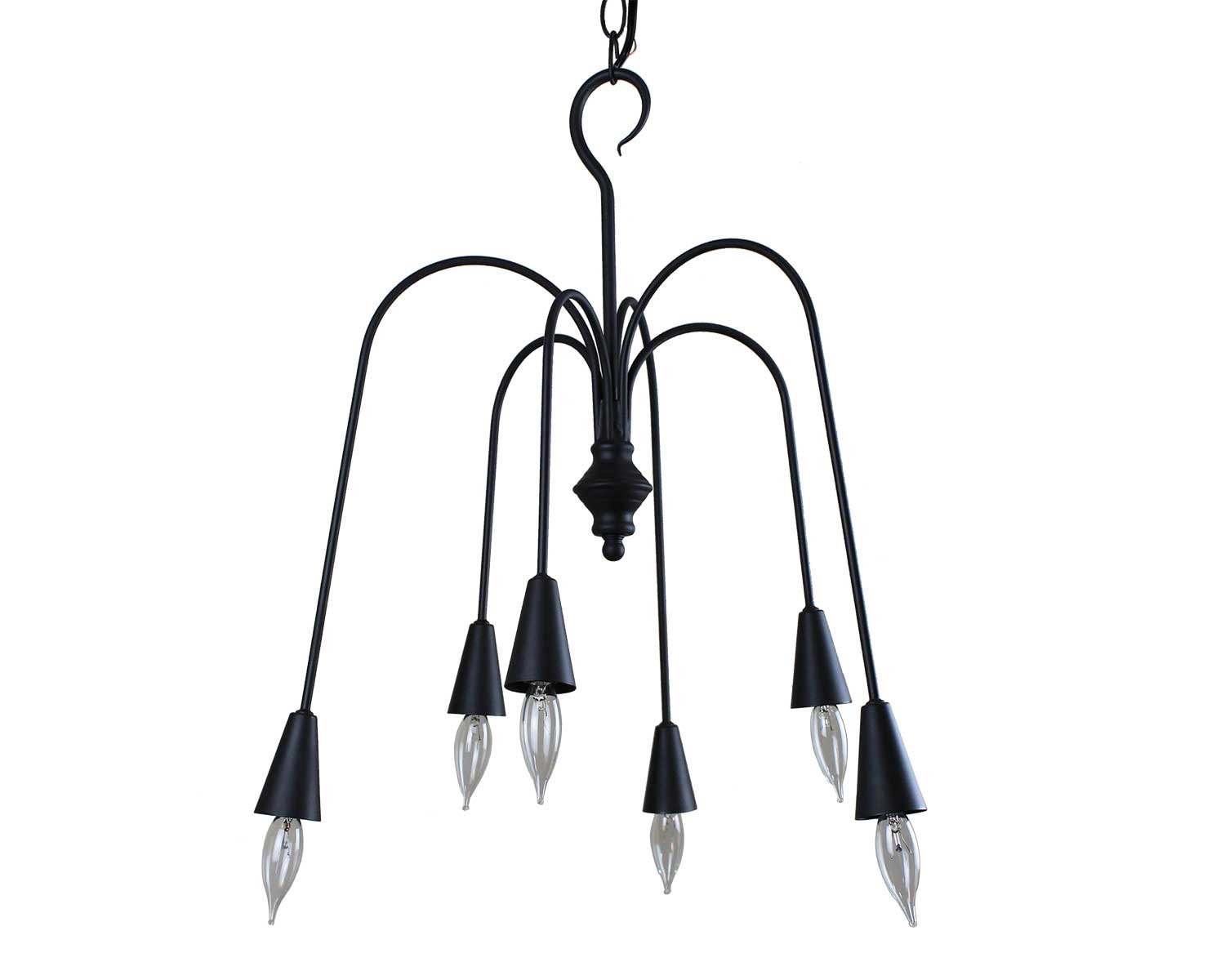 Handcrafted Beacon Falls 6-Arm Black Metal Chandelier with Down Lights | USA Made | Perfect for Dining Room, Living Room & Bedroom Lighting