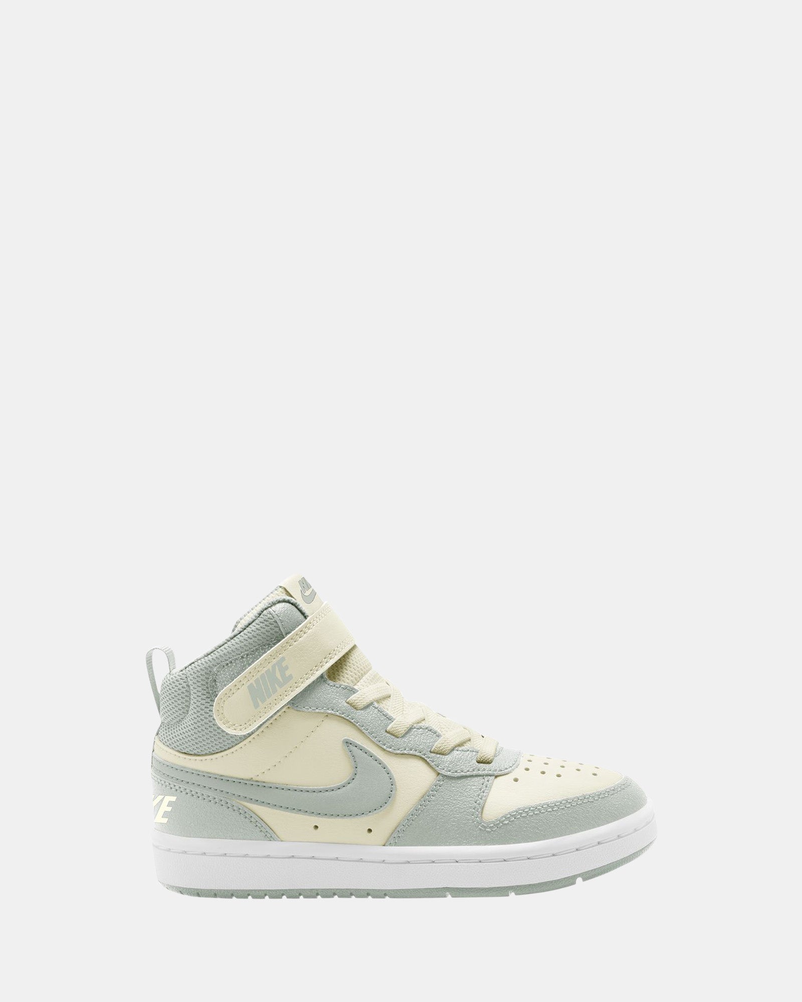 Nike Court Borough Mid 2 Pre School Sneakers - Sail/Light Silver/White - Comfortable Kids Shoes for School, Play & Everyday Wear
