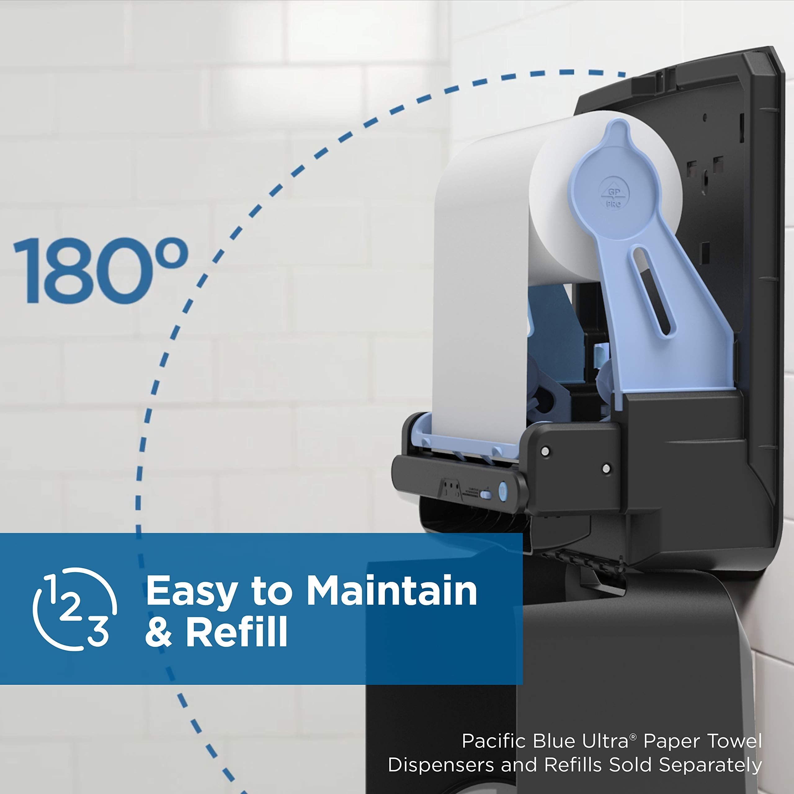 Pacific Blue Ultra 8 High Capacity Automatic Touchless Paper Towel Dispenser - Hands-Free Sanitary Solution for Restaurants, Offices, and Public Restrooms