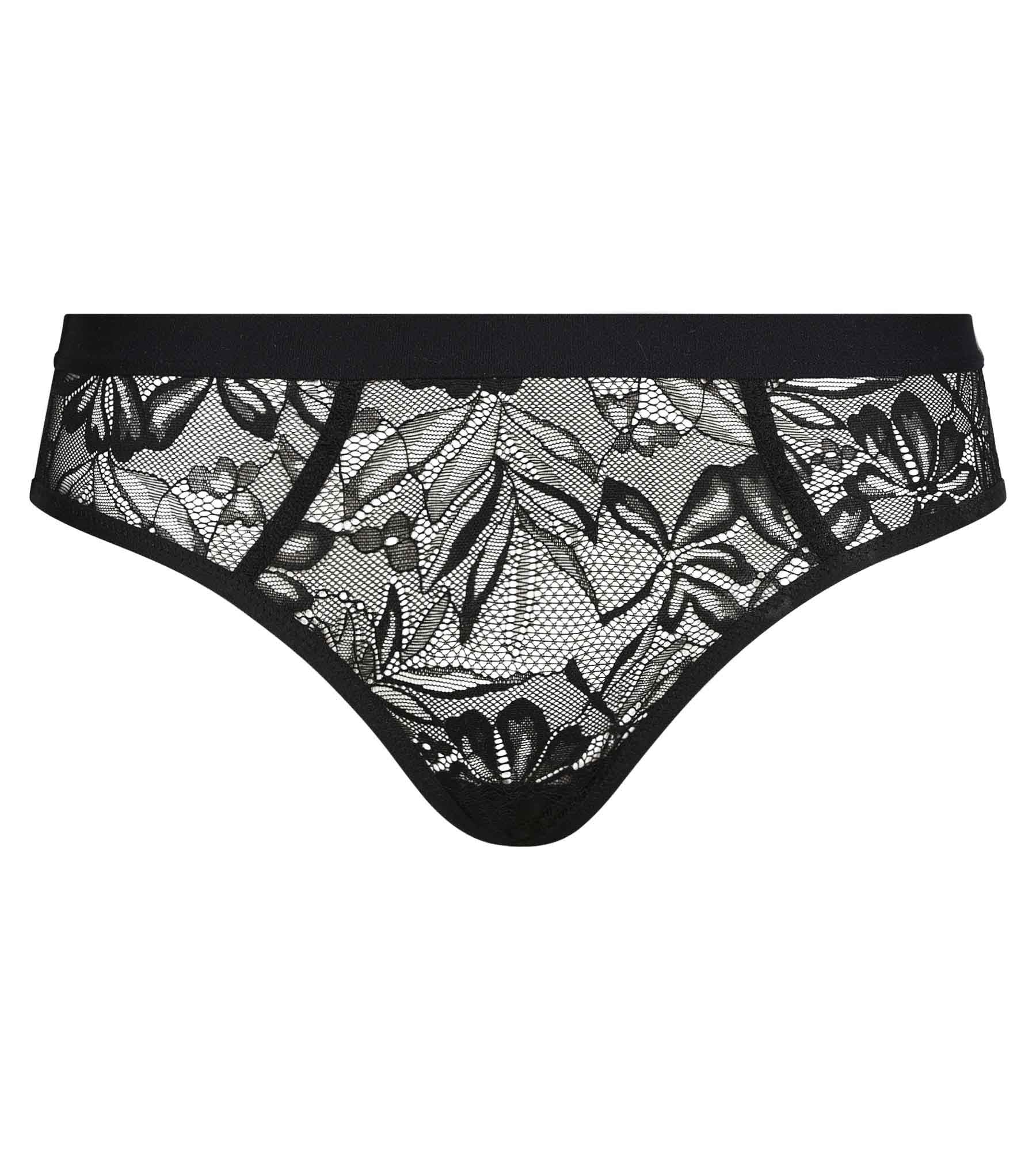 Black Lace Midi Culotte for Women with Leaf Pattern - Elegant and Comfortable Feminine Underwear for Daily Wear, Special Occasions, and Lingerie Sets