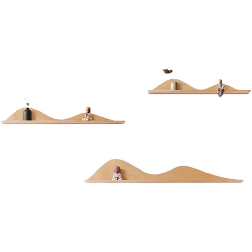 Mountain Shape Floating Shelves Set - Rustic Wood Wall Mounted Shelves for Farmhouse, Bedroom, Kitchen & Living Room Decor - Perfect for Displaying Plants, Books & Home Accessories