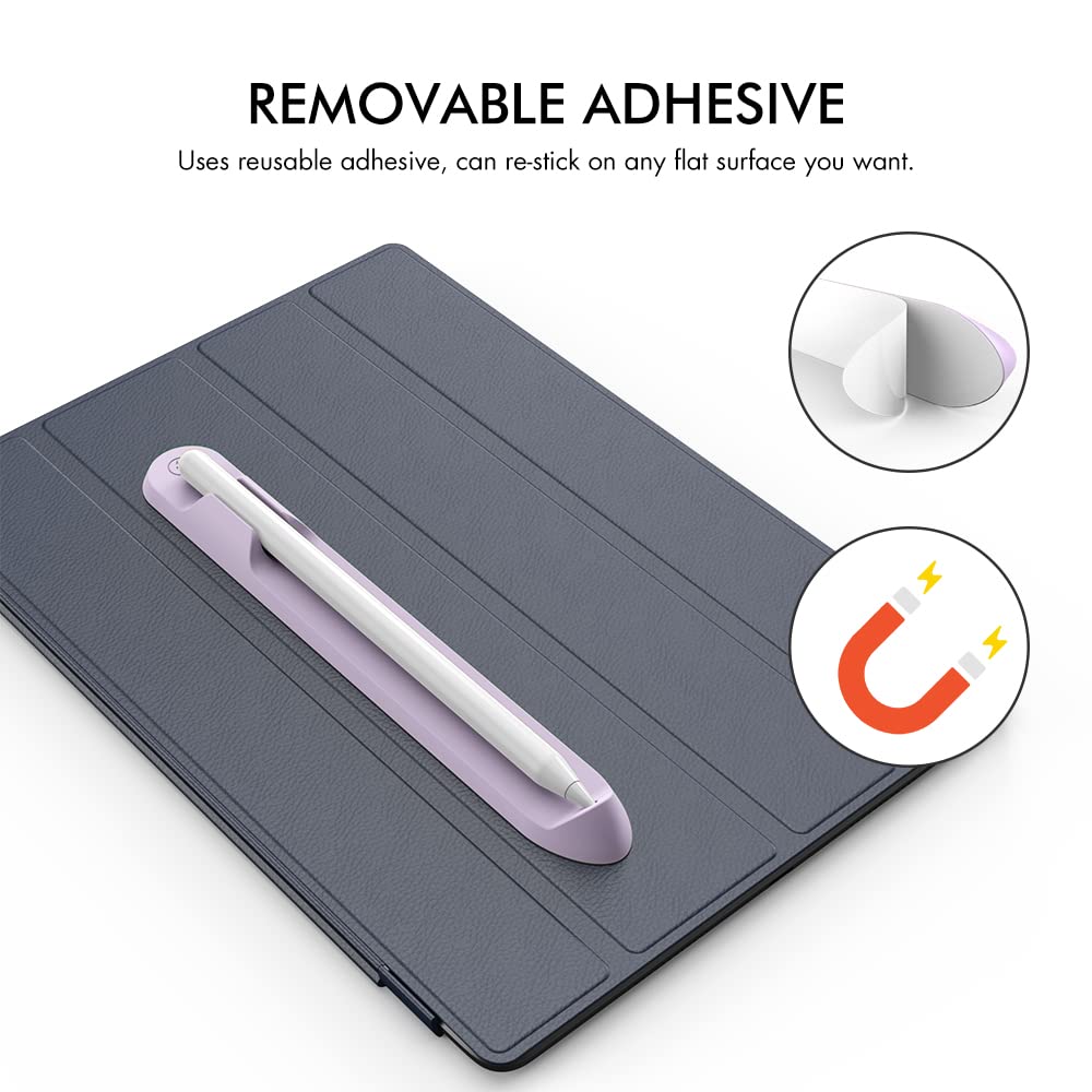 AhaStyle Magnetic Pencil Holder for Apple Pencil 1st/2nd Gen & iPad Pro - Strong Adhesive Sticker for iPad Pen & Stylus (Lavender) | Perfect for Office, School & Creative Work