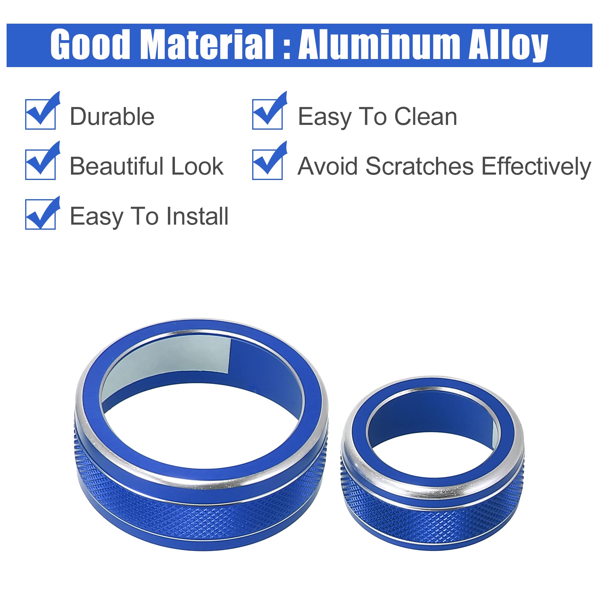 X AUTOHAUX 3-Piece Aluminum Alloy AC Climate Control Knob Cover for Subaru Forester/Impreza/Crosstrek 2019-2021 - Blue HVAC Switch Decor - Upgrade Your Car Interior Accessories for a Stylish Driving Experience