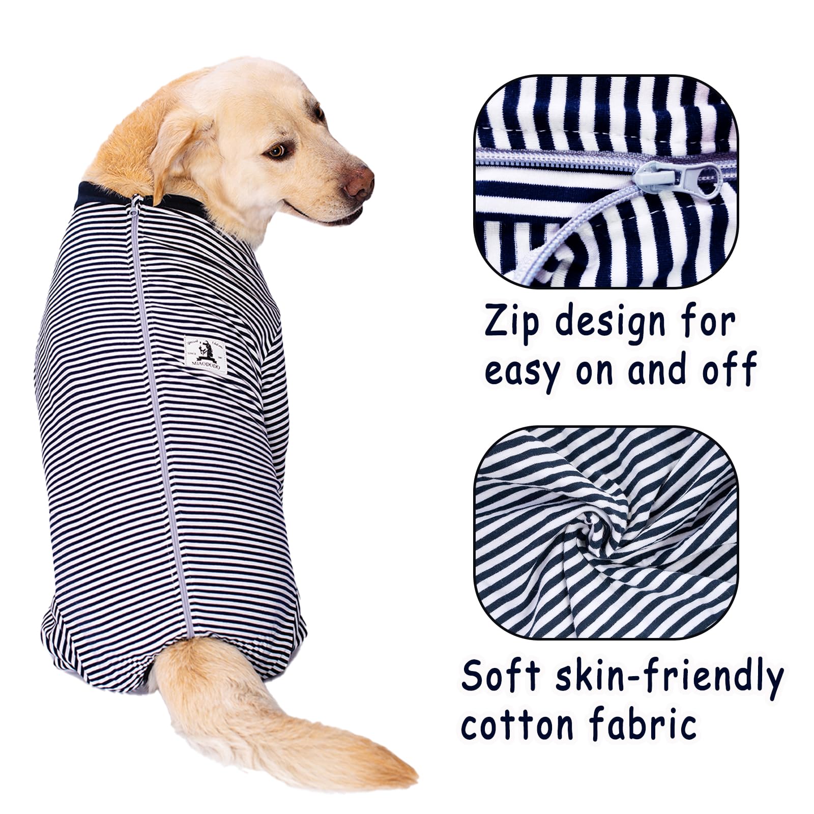 Post Surgery Dog Onesie with Zipper - Full Body Dog Recovery Suit for Large & Medium Dogs - Male/Female Dog Surgery Suit After Spay - Soft Dog Pajamas for Wound Protection & Comfort - Ideal for Post-Op Care, Wound Healing & Stress Relief