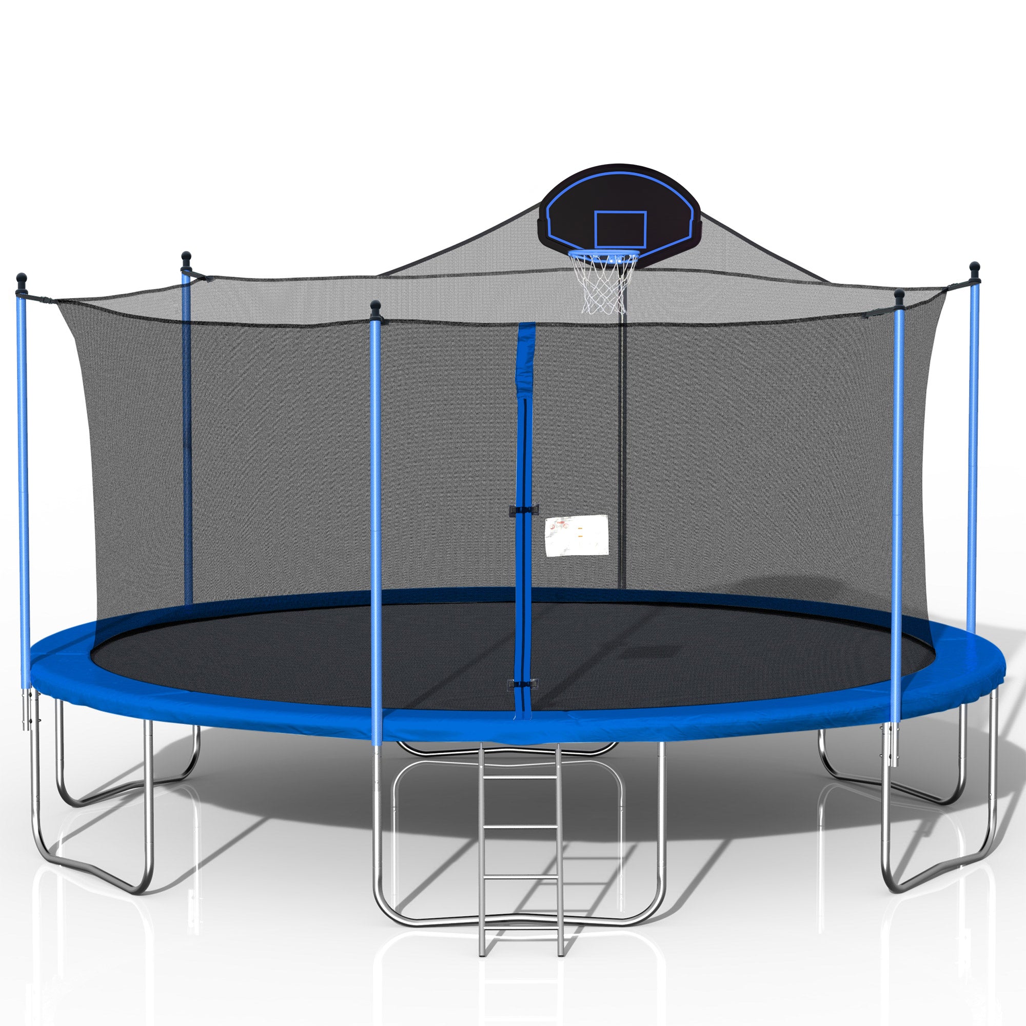 16FT Trampoline with Basketball Hoop, Double-Sided Cover, Ladder & Safety Enclosure Net - Outdoor Trampoline for Kids & Adults | Perfect for Backyard Fun, Exercise & Family Bonding