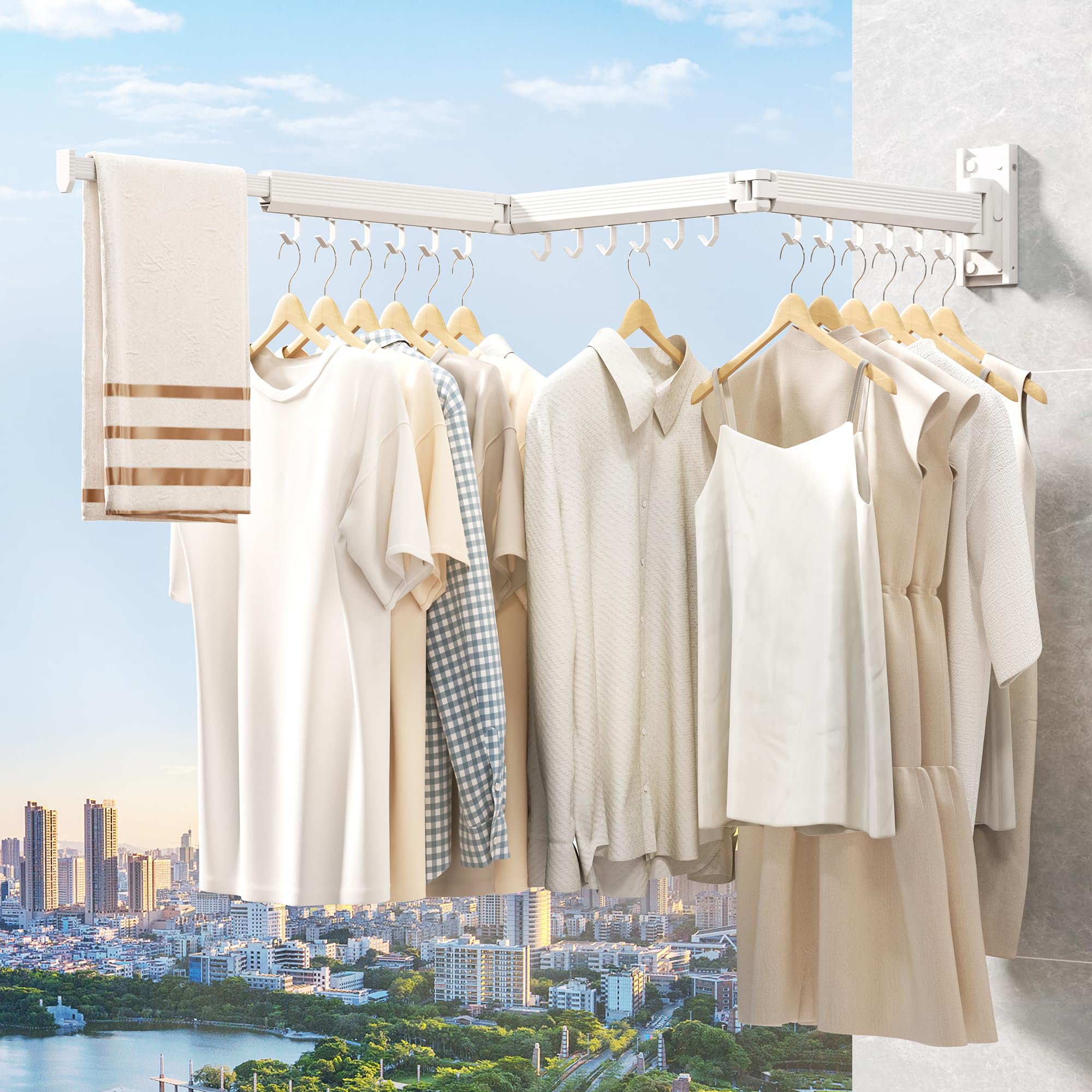 Wall Mounted Laundry Drying Rack - Retractable & Collapsible for Small Spaces