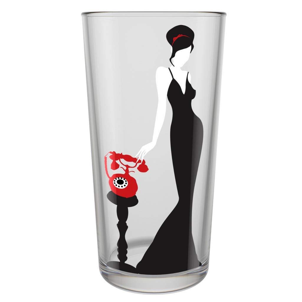 Premium 10.1 oz Red Line Cocktail Glasses Set of 6 - Bourbon, Whiskey & Wine Drinking Glasses for Home Bar, Parties & Gifts