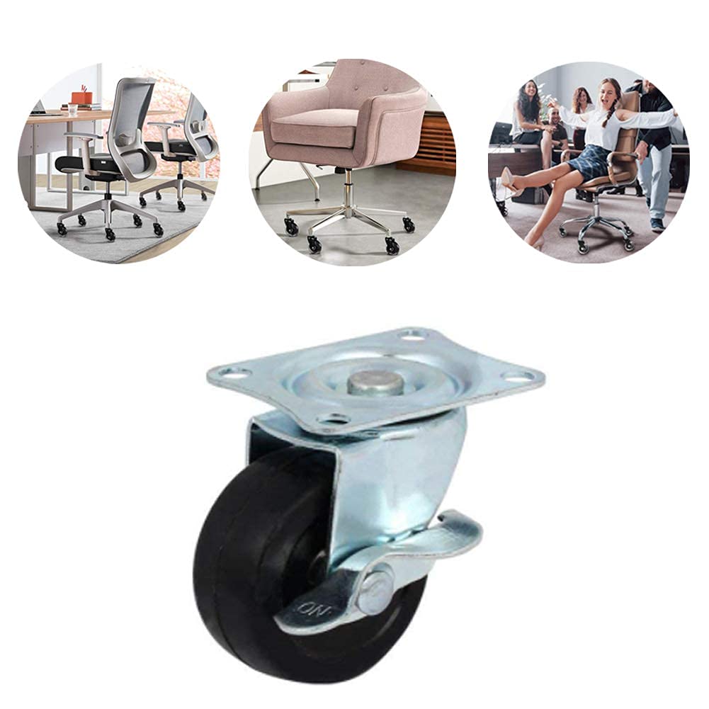 1.57 Inch Swivel Caster Wheels with Rubber - 360 Degree Rotation, Top Plate Mounted, 44lb Capacity (Set of 4) - Perfect for Furniture, Carts, and Industrial Equipment