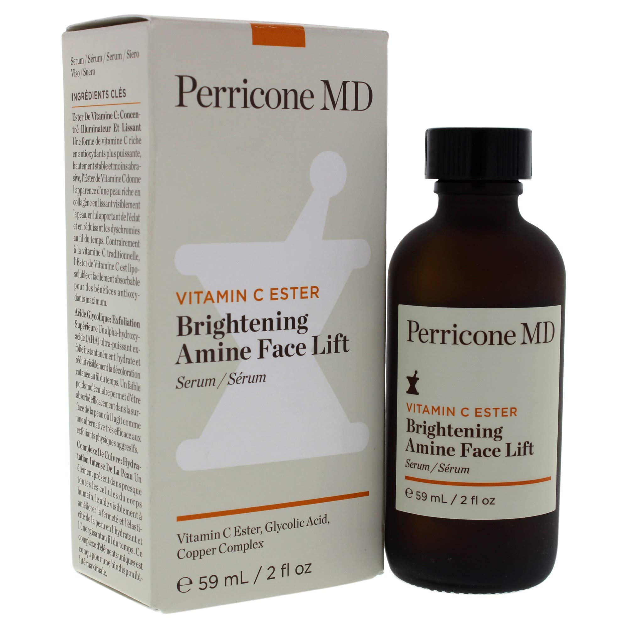 Perricone MD Vitamin C Ester Brightening Amine Face Lift Serum - 2 Fl Oz (Pack of 1) for Glowing Skin & Anti-Aging - Perfect for Daily Skincare Routine & Nighttime Treatment