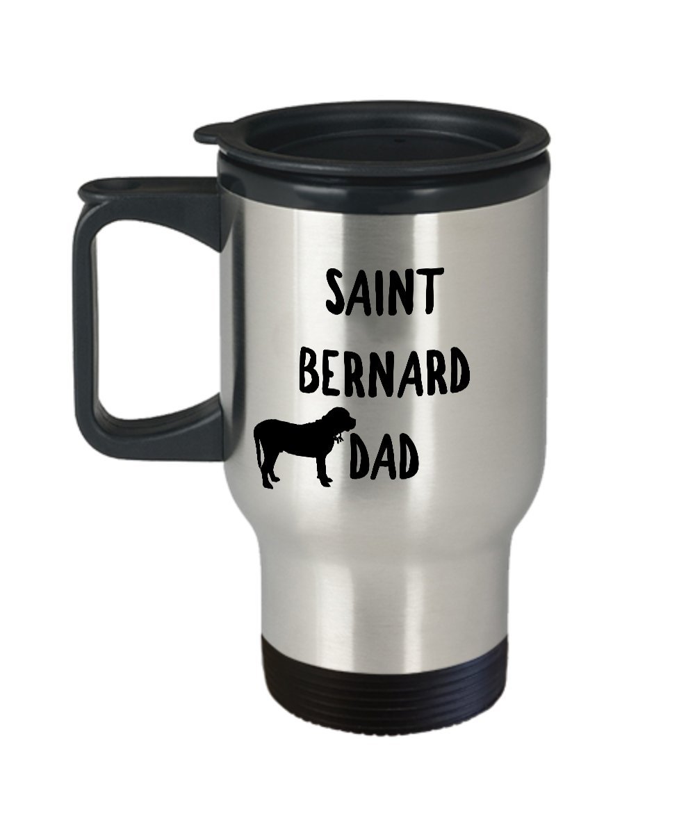 STHstore Personalized 'Saint Bernard Dad' Insulated Stainless Steel Travel Mug - 14oz Leak-Proof Coffee Cup for Dog Lovers, Perfect Gift for Pet Owners - Great for Hiking, Camping & Office Use
