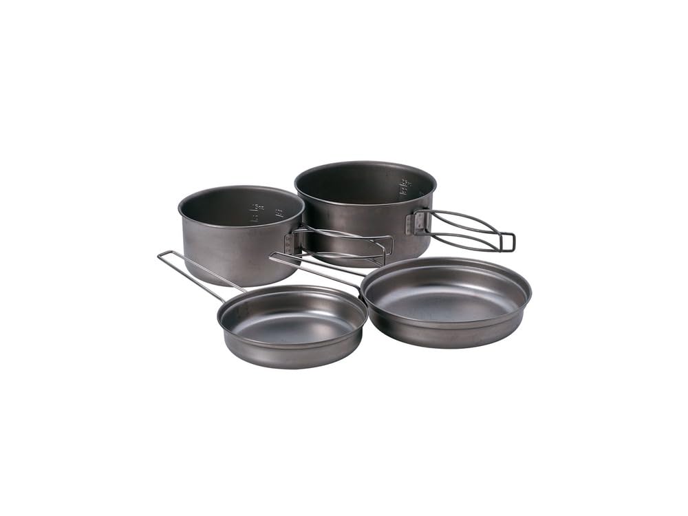 Snow Peak Titanium Multi Compact Cookset - Ultralight Camping Cookware Set with Pots & Frying Pans - Durable Titanium Outdoor Cooking Gear for Backpacking, Hiking & Camping Adventures