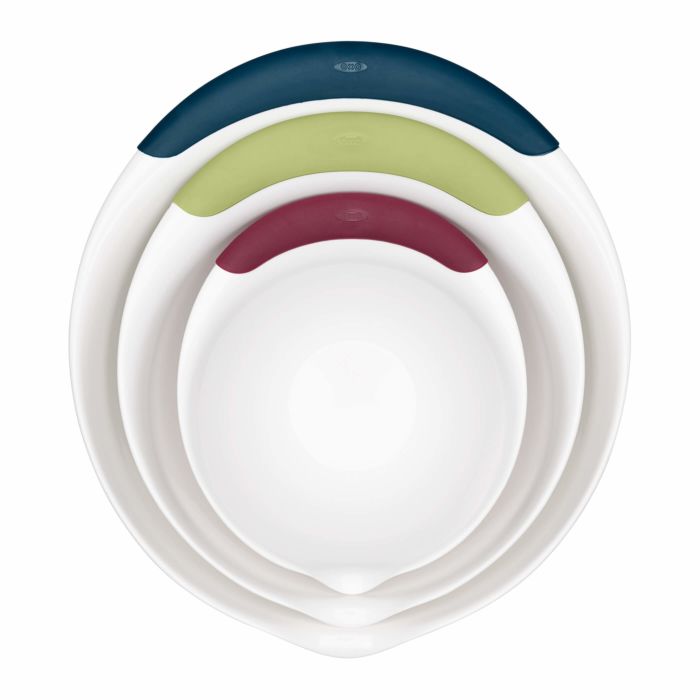 OXO Good Grips 3-Piece Mixing Bowl Set - Non-Slip, Nesting, Stainless Steel with Pour Spouts - Perfect for Baking, Meal Prep & Kitchen Organization