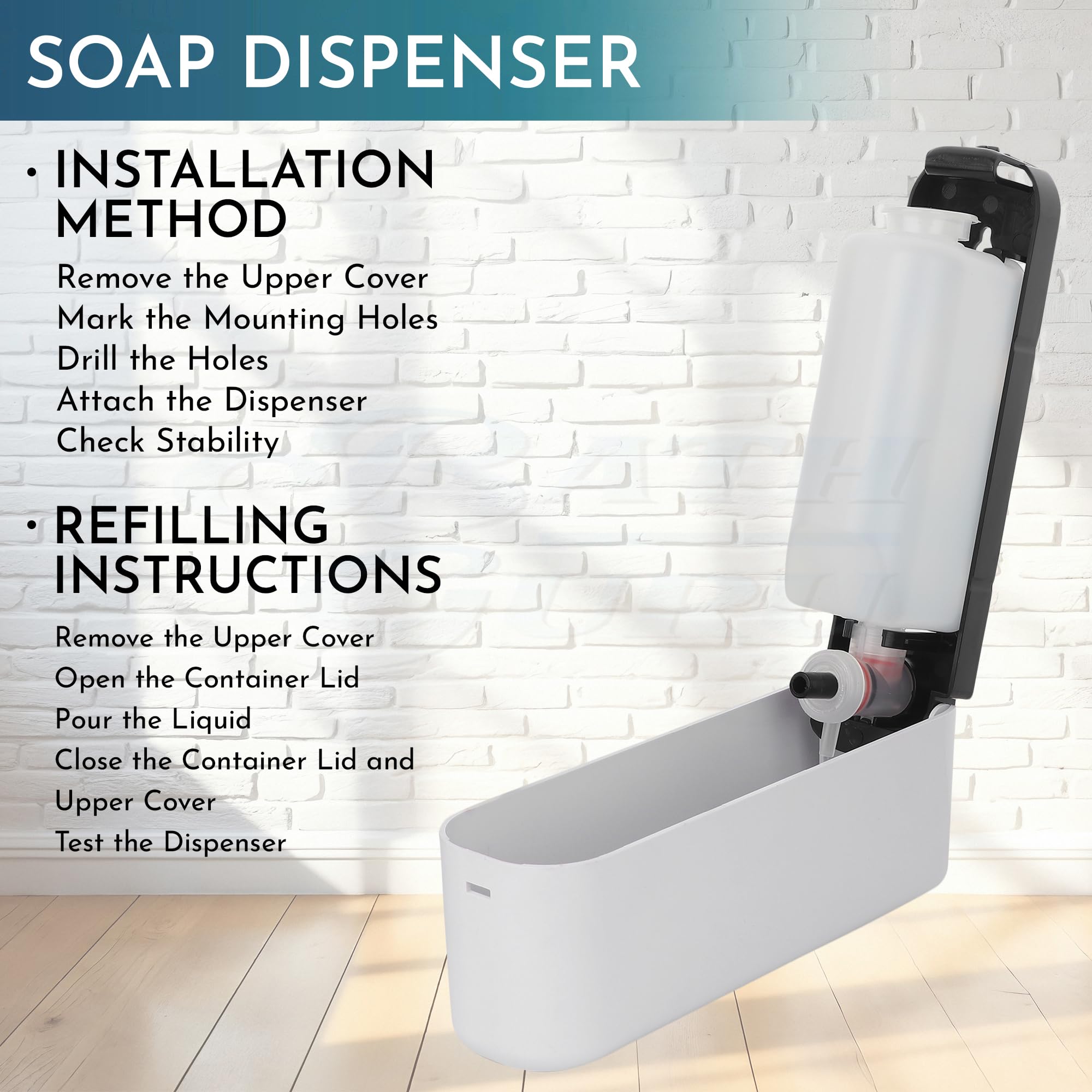 Bath Guru ABS 350ml Hand Wash Soap Dispenser - Slim White Plastic Pump Bottle for Shampoo, Sanitizer & Liquid Soap | Perfect for Bathroom, Kitchen & Office Use