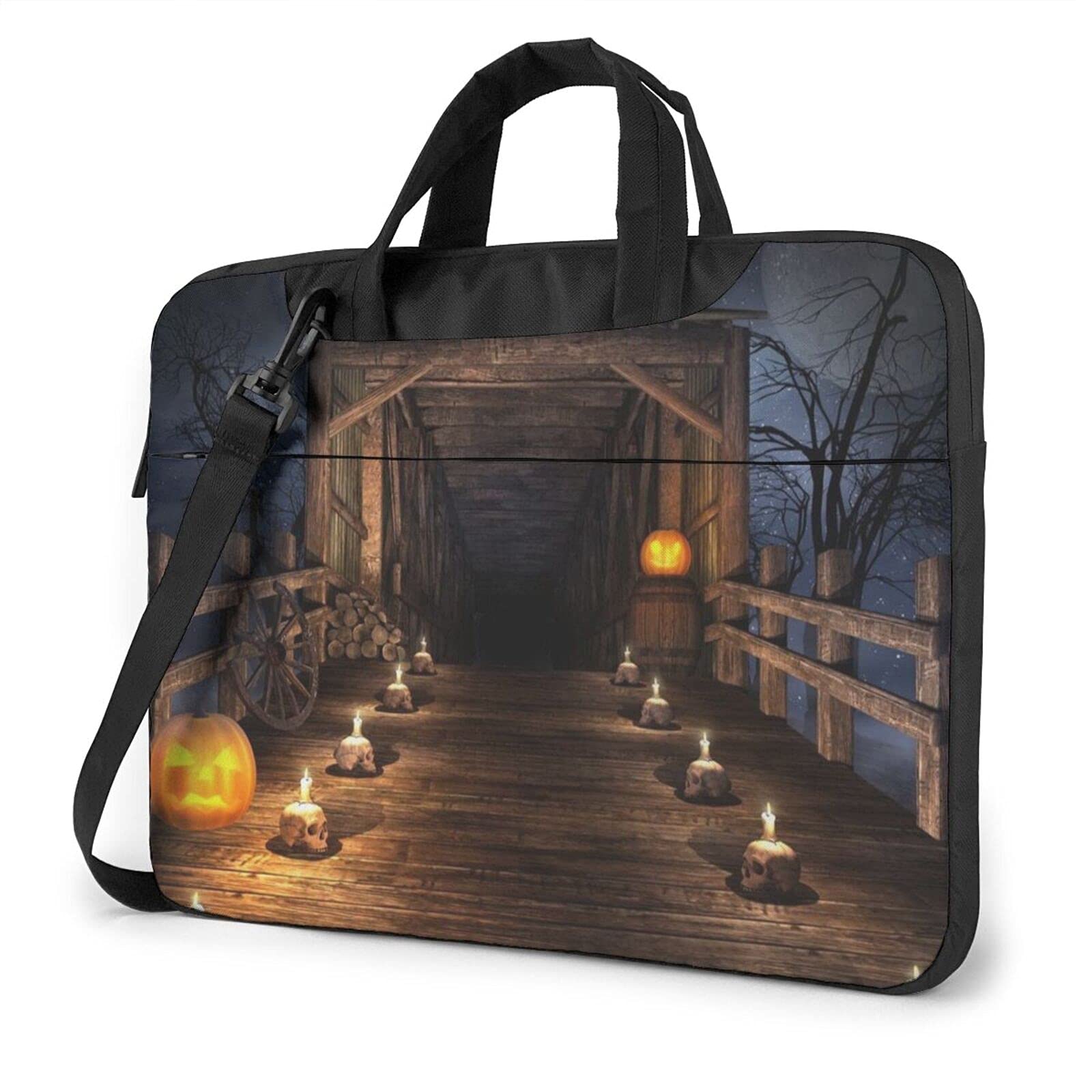 Halloween Skull Laptop Shoulder Bag - Stylish Messenger Tote Briefcase with Sleeve for Work, School, and Travel