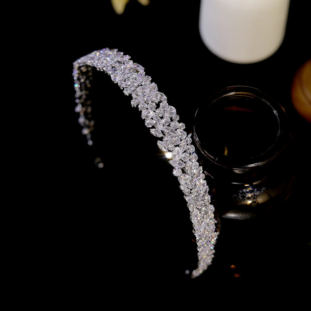 Elegant Silver CZ Bridal Headband - Sparkling Wedding Hair Accessory for Bride, Bridesmaids & Special Occasions | Perfect for Weddings, Prom & Formal Events
