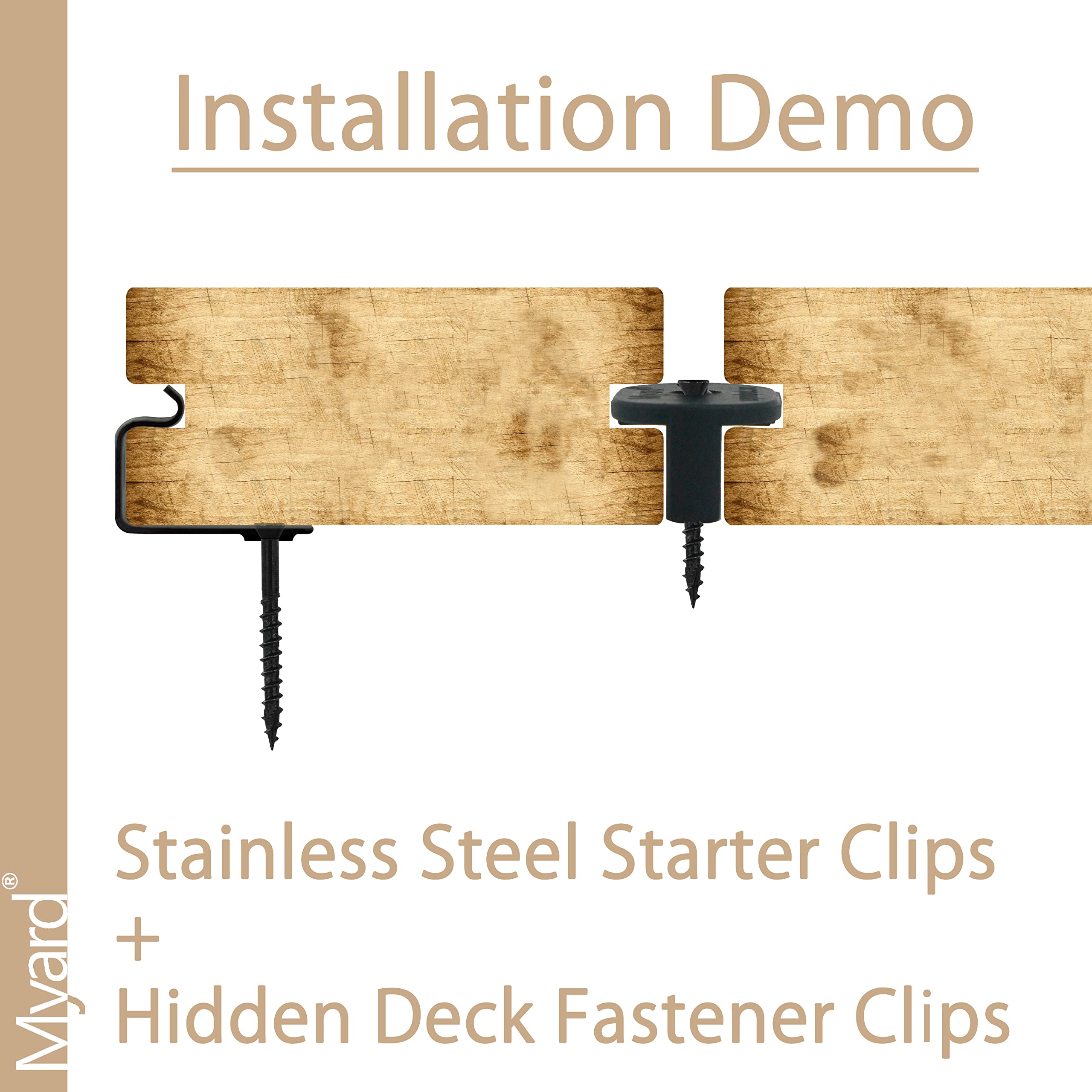 Hidden Deck Fastener Clips for Grooved Composite Decking Boards - 100-Pack with 36 Stainless Steel Starter Clips (Covers 400 SQ.FT) - Secure Decking to Joists - Perfect for DIY Deck Installation & Outdoor Deck Construction Projects