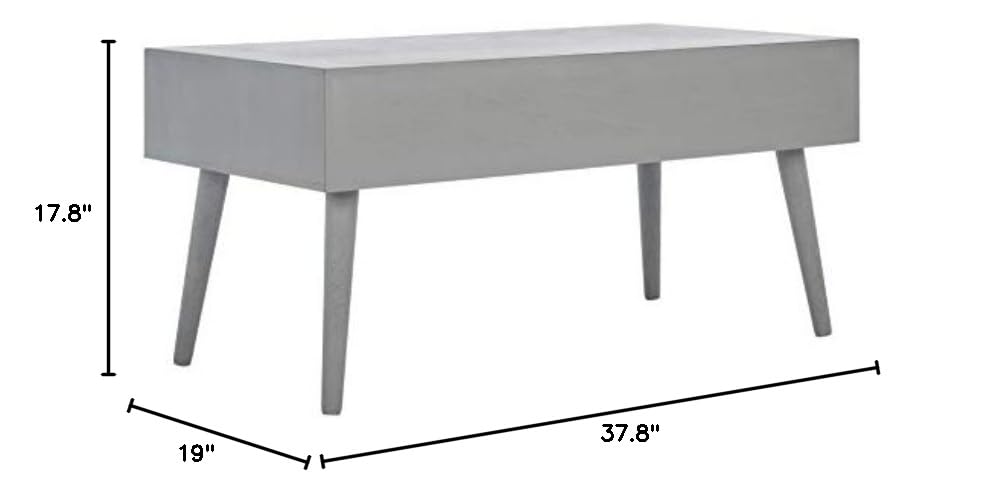 SAFAVIEH Home Collection Mozart Mid-Century Distressed Grey 2-Drawer Rectangle Coffee Table - Vintage Style Living Room Furniture for Small Spaces & Modern Apartments