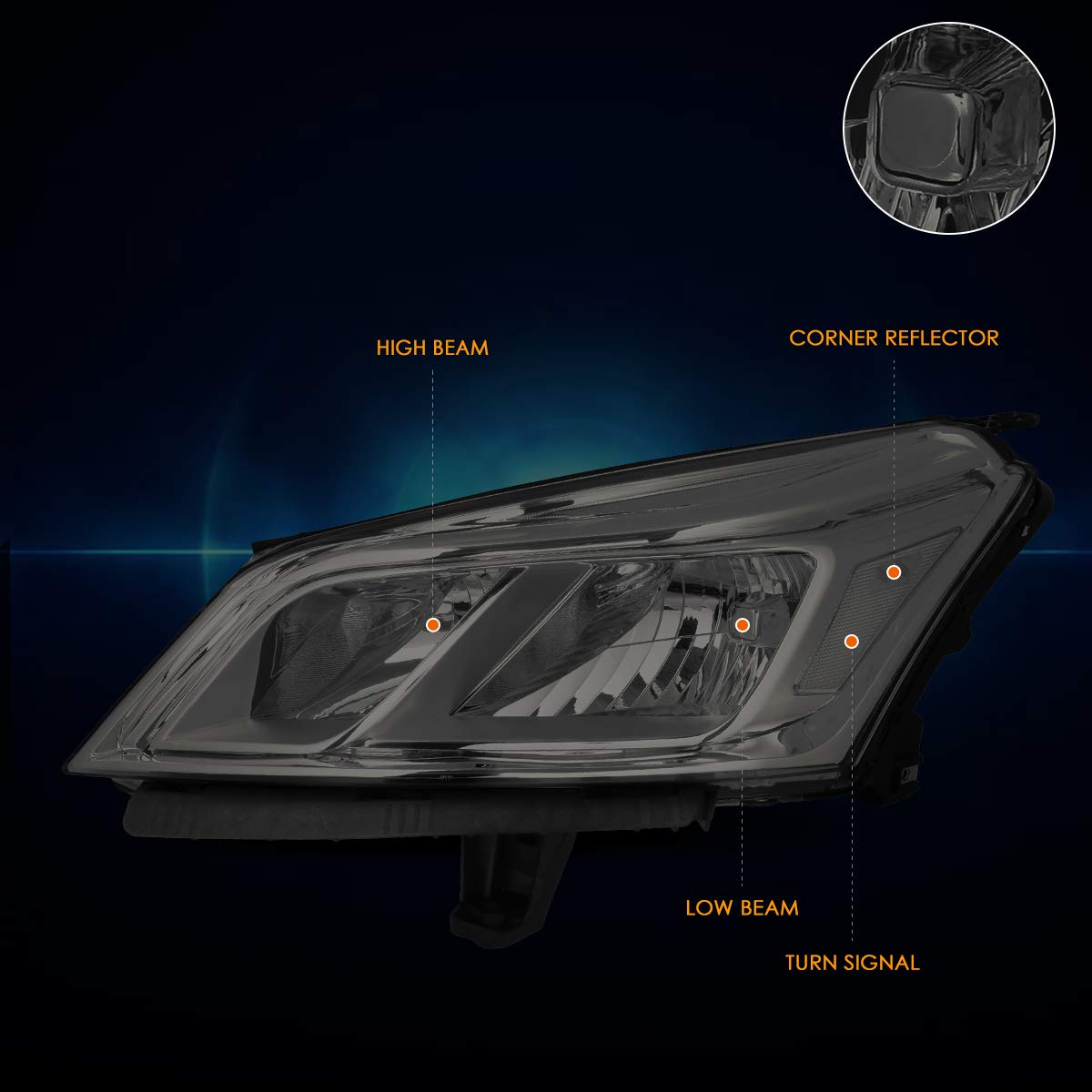 PM PERFORMOTOR Headlight Assembly Compatible with Chevy Traverse 2013-2017 - OE Replacement Smoked Lens Clear Corner Headlamps for Improved Night Visibility & Style Upgrade