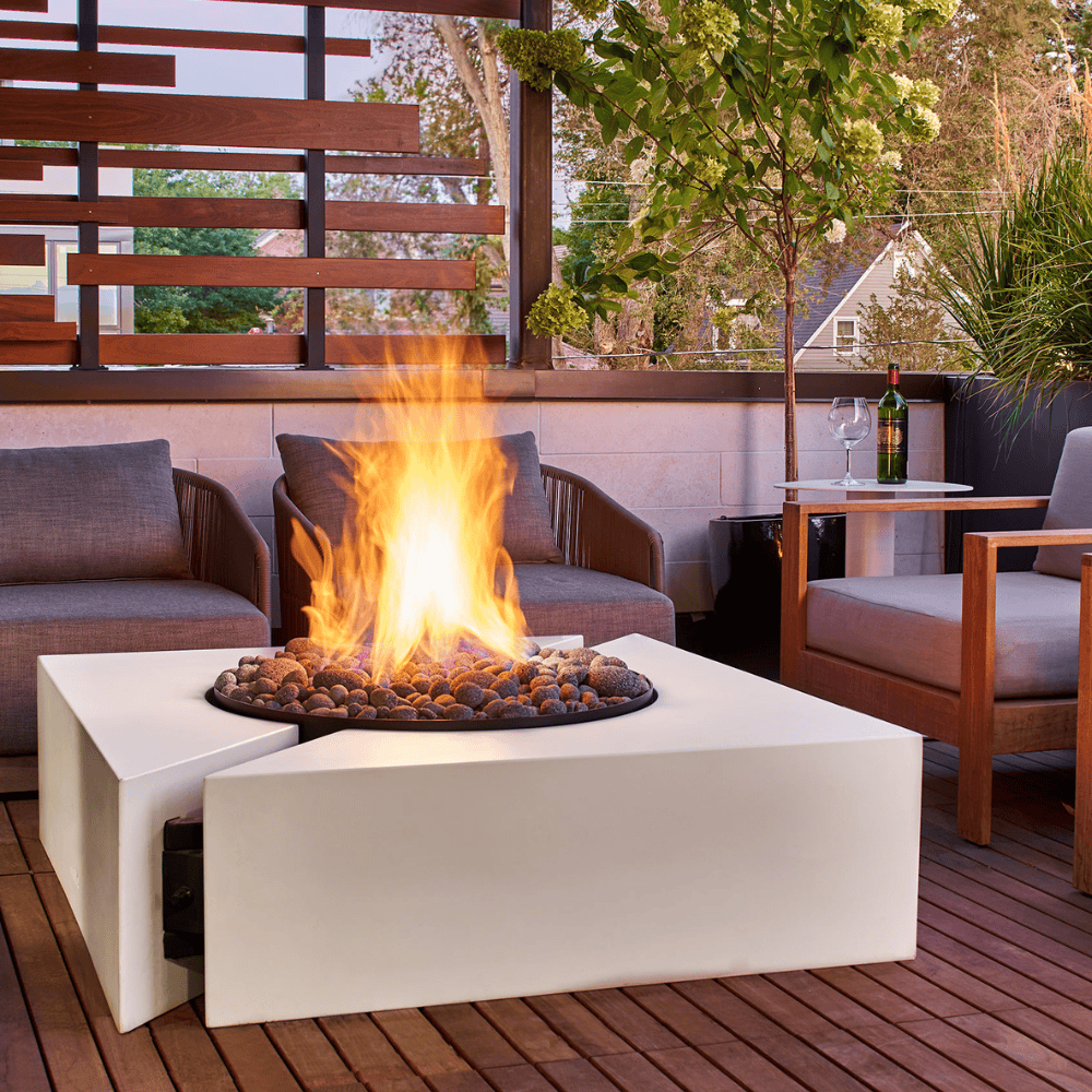 Outdoor Fire Pit Table with Lid - Stainless Steel & Glass Wind Guard for Patio, Garden, Backyard - Perfect for Camping, BBQ, and Relaxing Evenings
